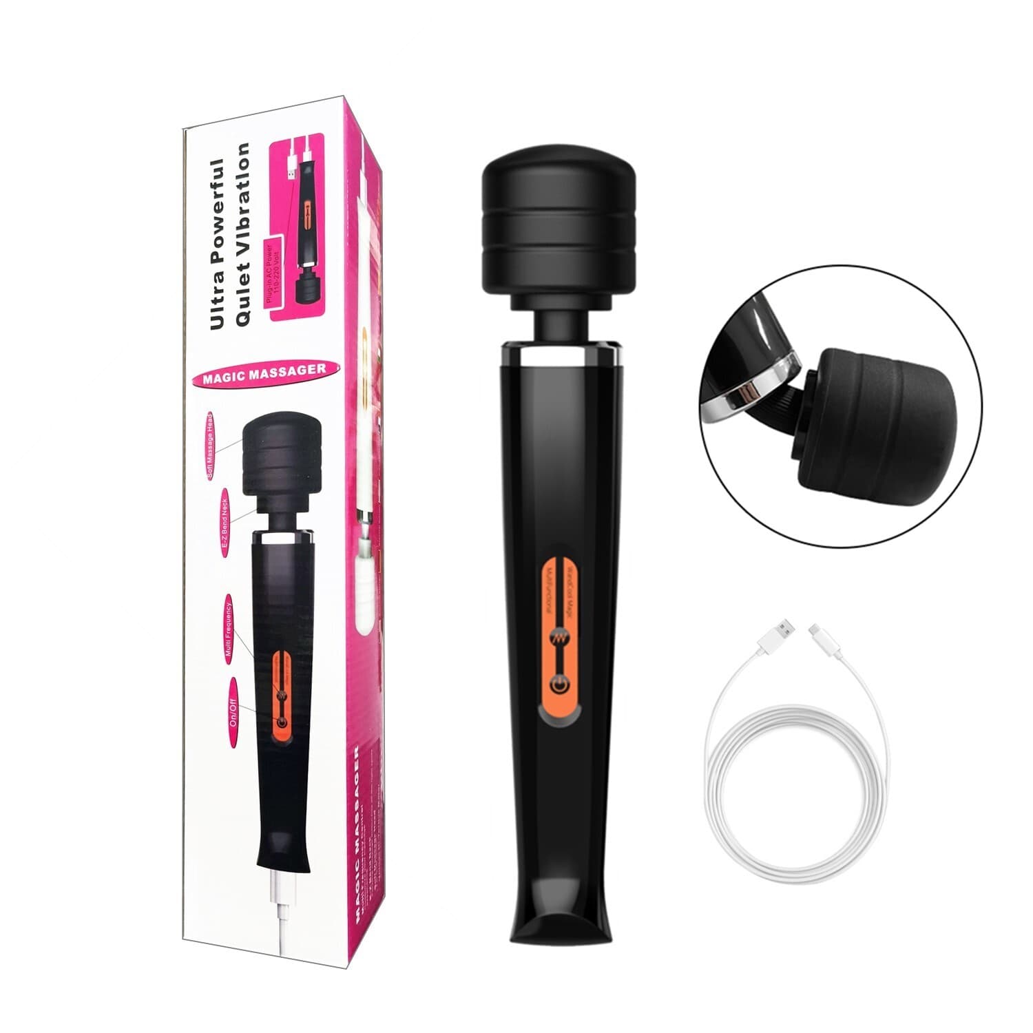 Rechargeable Massage Wand with 10 Vibration Speeds