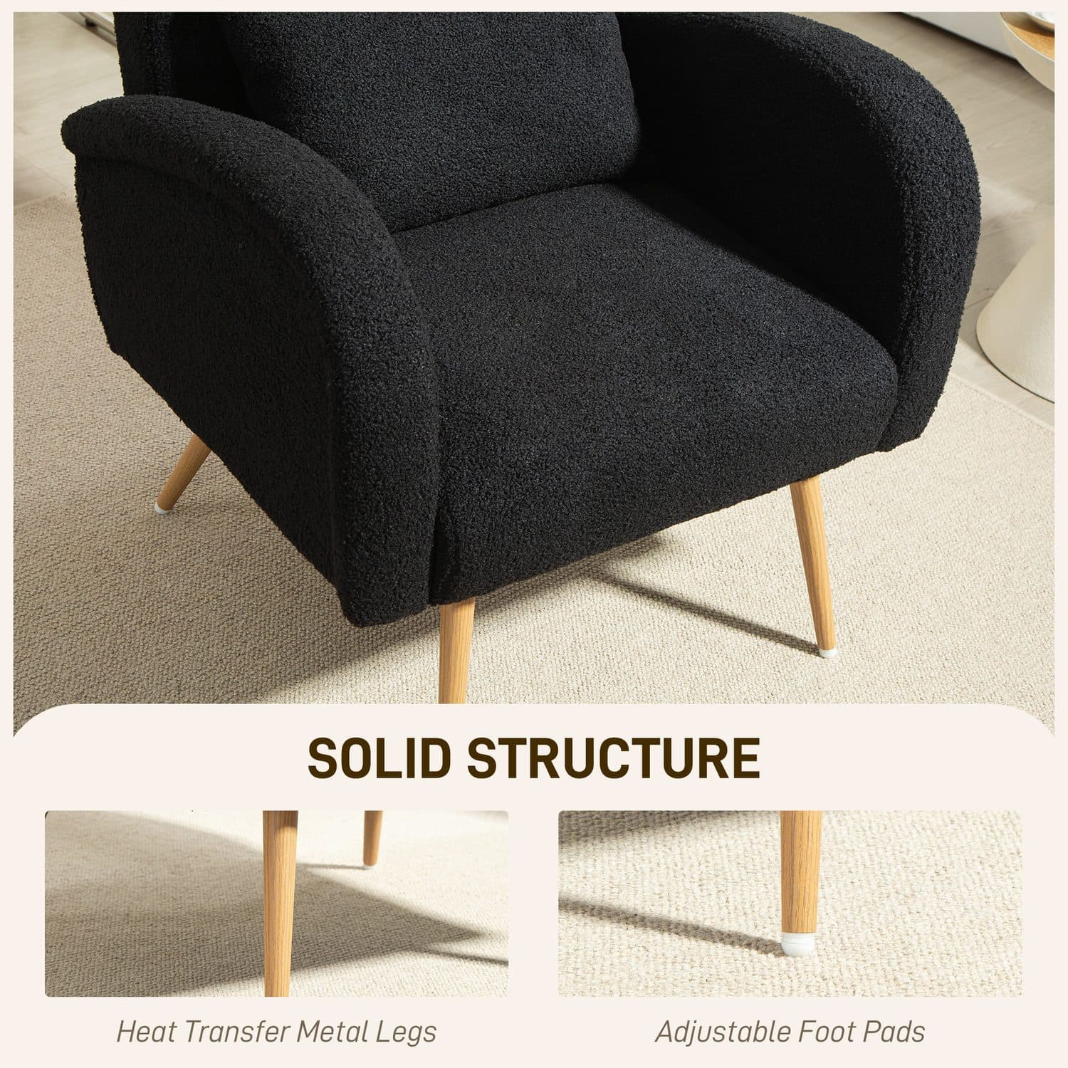 Sink Into Comfort with this Black Teddy Fleece Accent Chair - image 3