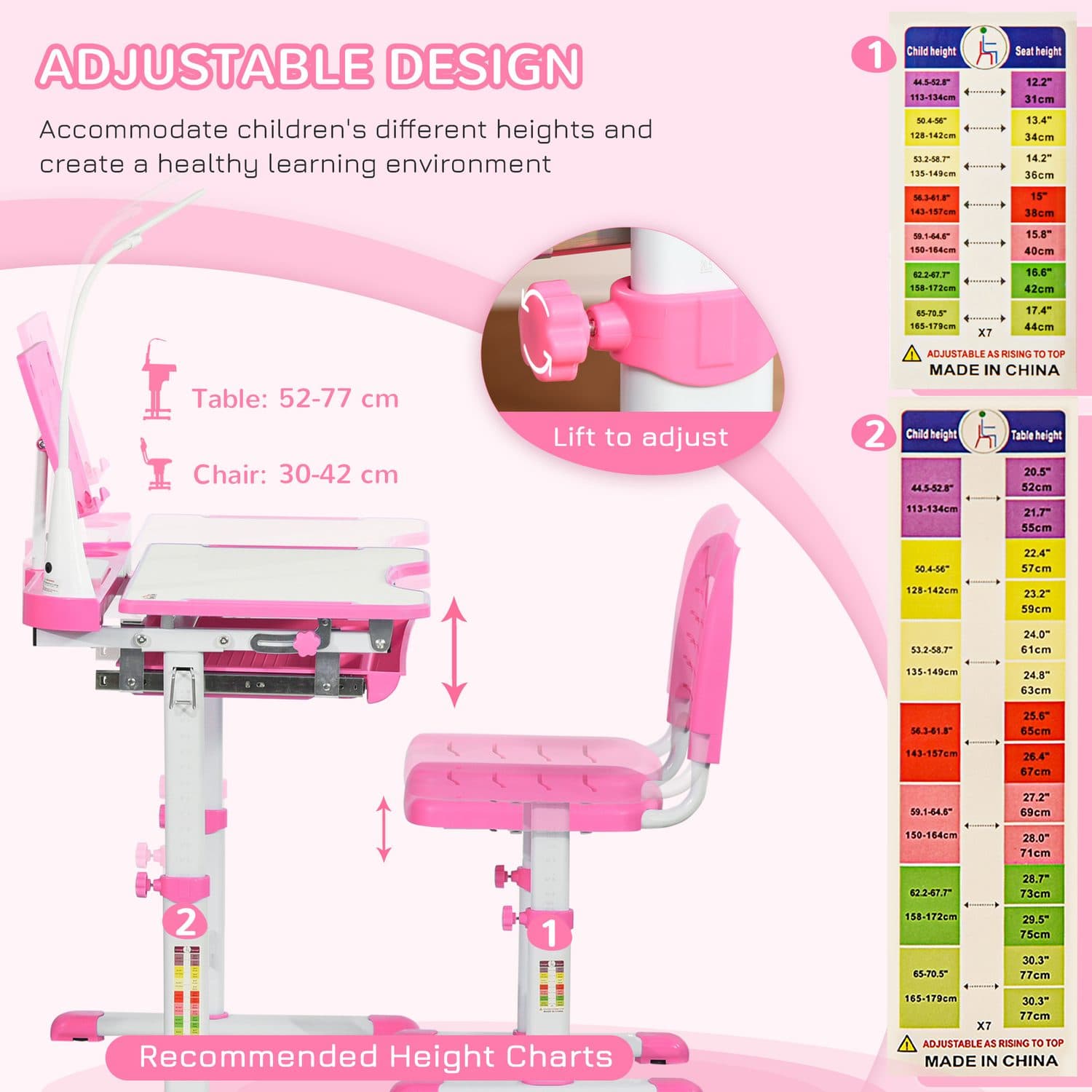 Adjustable Pink Desk Set - image 4