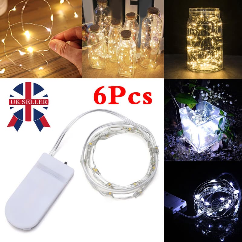 6 Pack Battery Fairy Lights — 2m Copper Wire, 20 Warm White LEDs - image 3