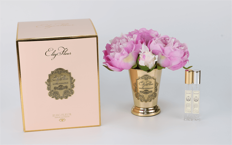 Everlasting Peony Elegance in a Gold-Plated Cone Vase - image 7
