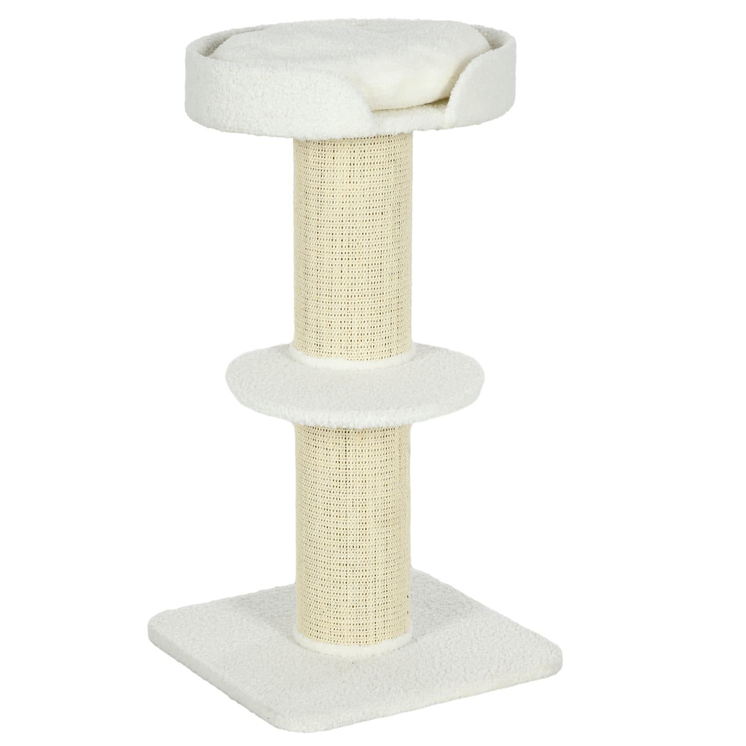 PawHut 2 Tier Sisal Cat Tree with Basket Cushion