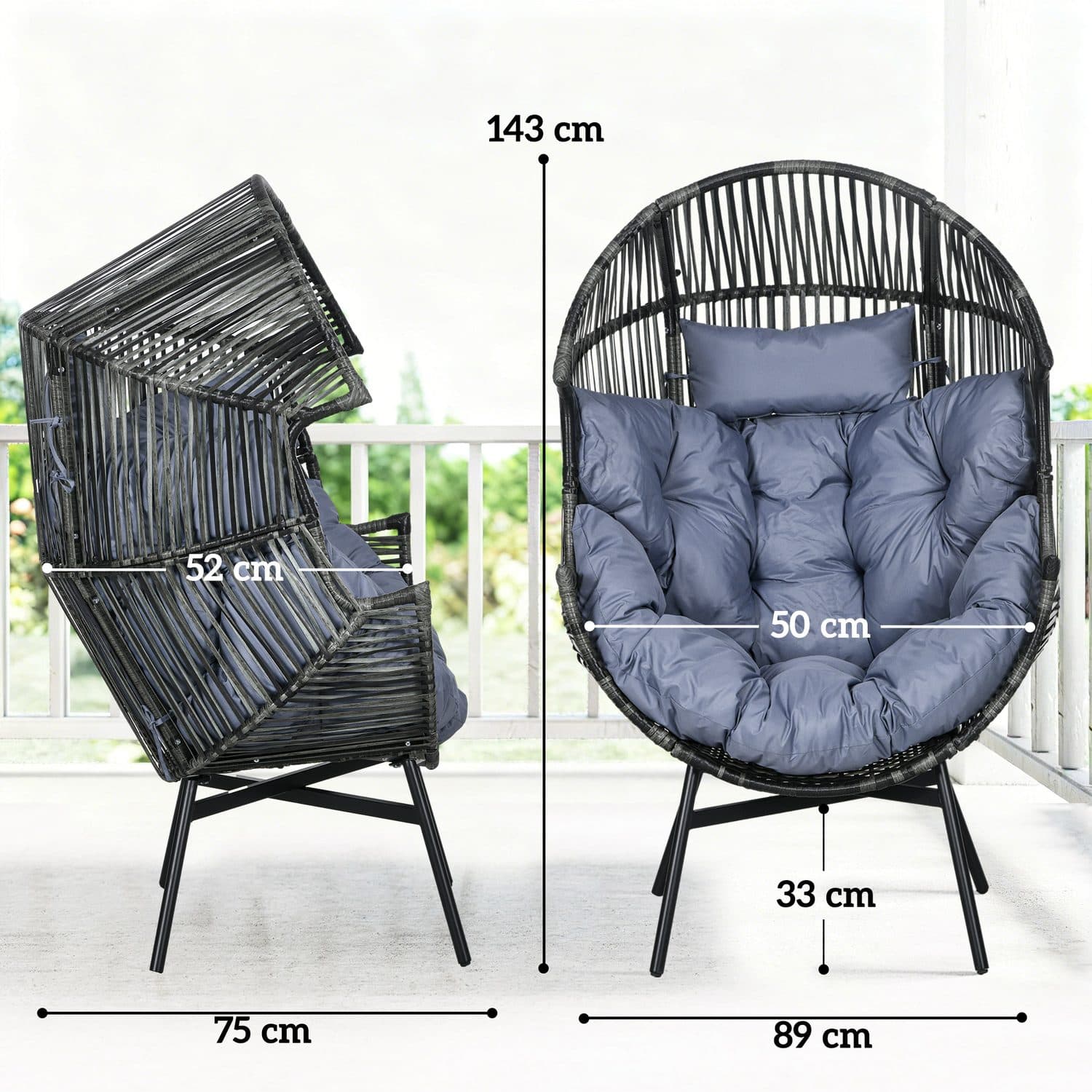 Grey Rattan Egg Chair - image 4