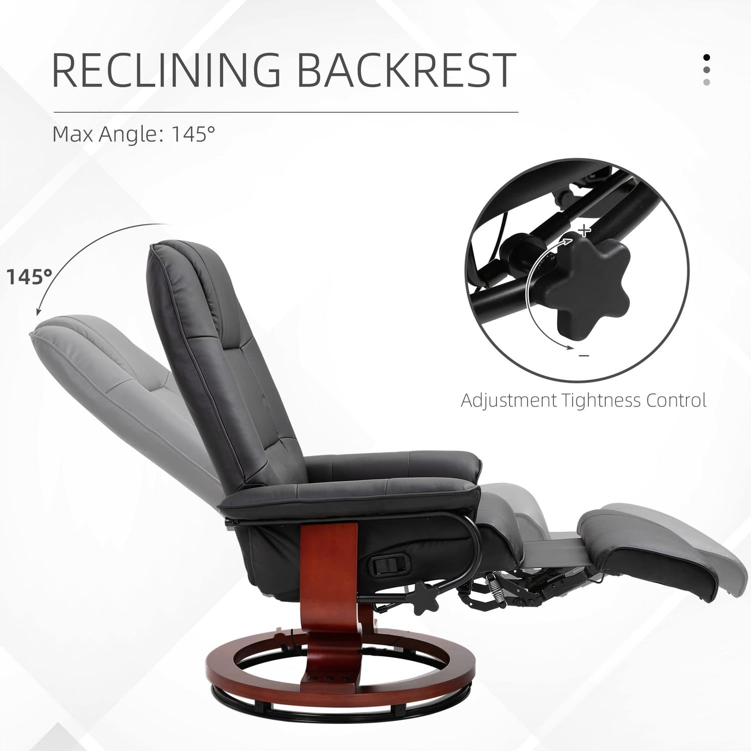 Black Reclining Swivel Chair - image 3