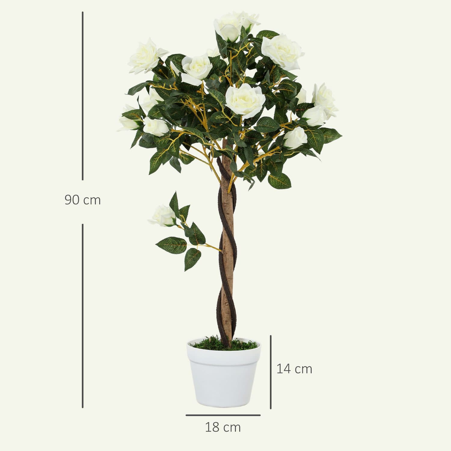 Set of Two White Faux Rose Trees - image 2