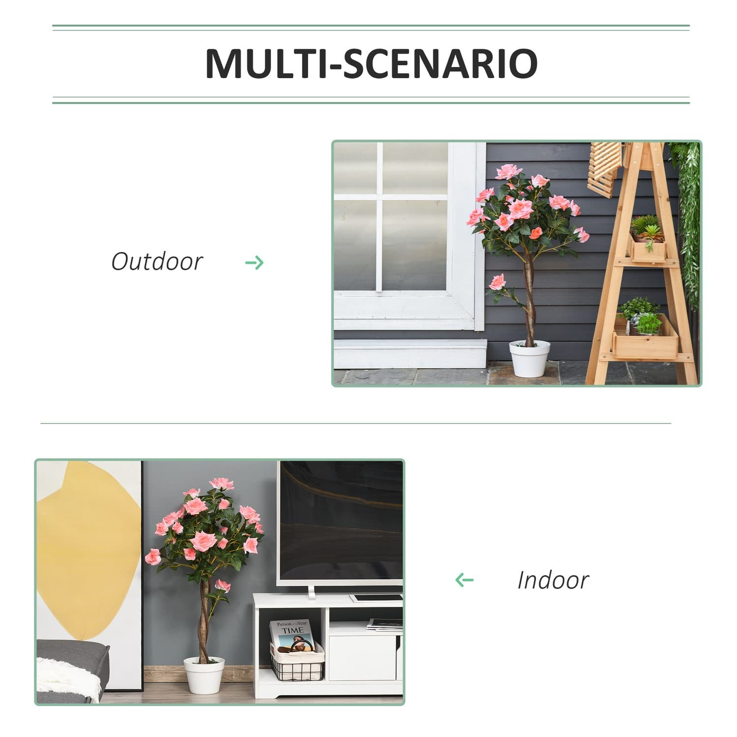 Set of 2 Premium 90cm Faux Rose Plants - image 5