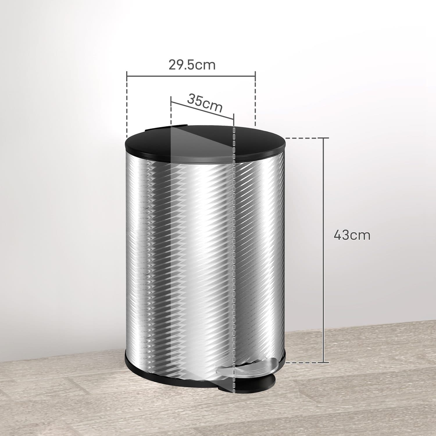Compact 20-Litre Pedal Bin in Textured Stainless Steel - image 4