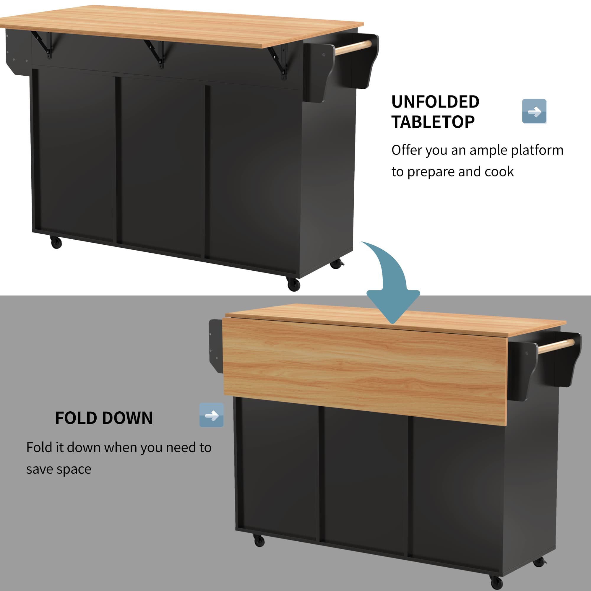 Foldable Kitchen Island Trolley - image 2