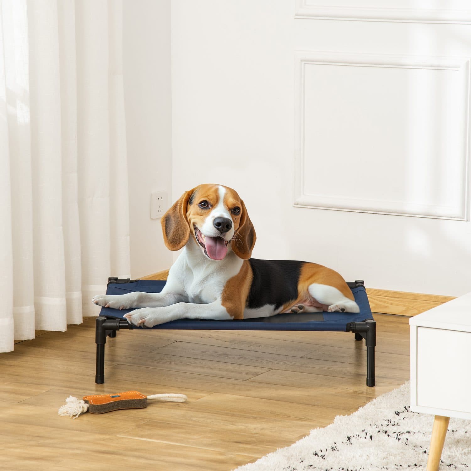 Portable Elevated Dog Bed With Breathable Mesh, Blue - image 1
