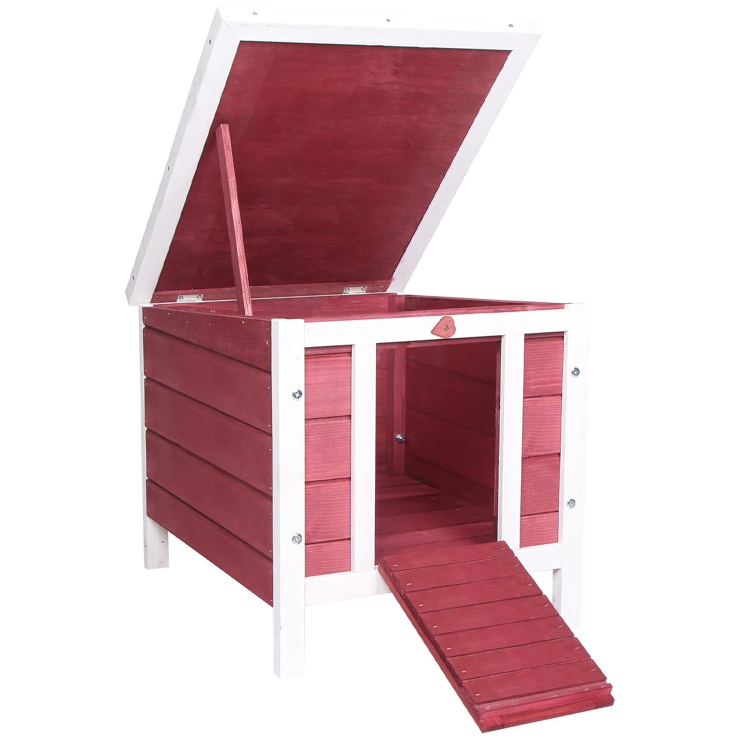 PawHut Wooden Rabbit Hutch with Ramp Access, 51 x 42 x 43cm