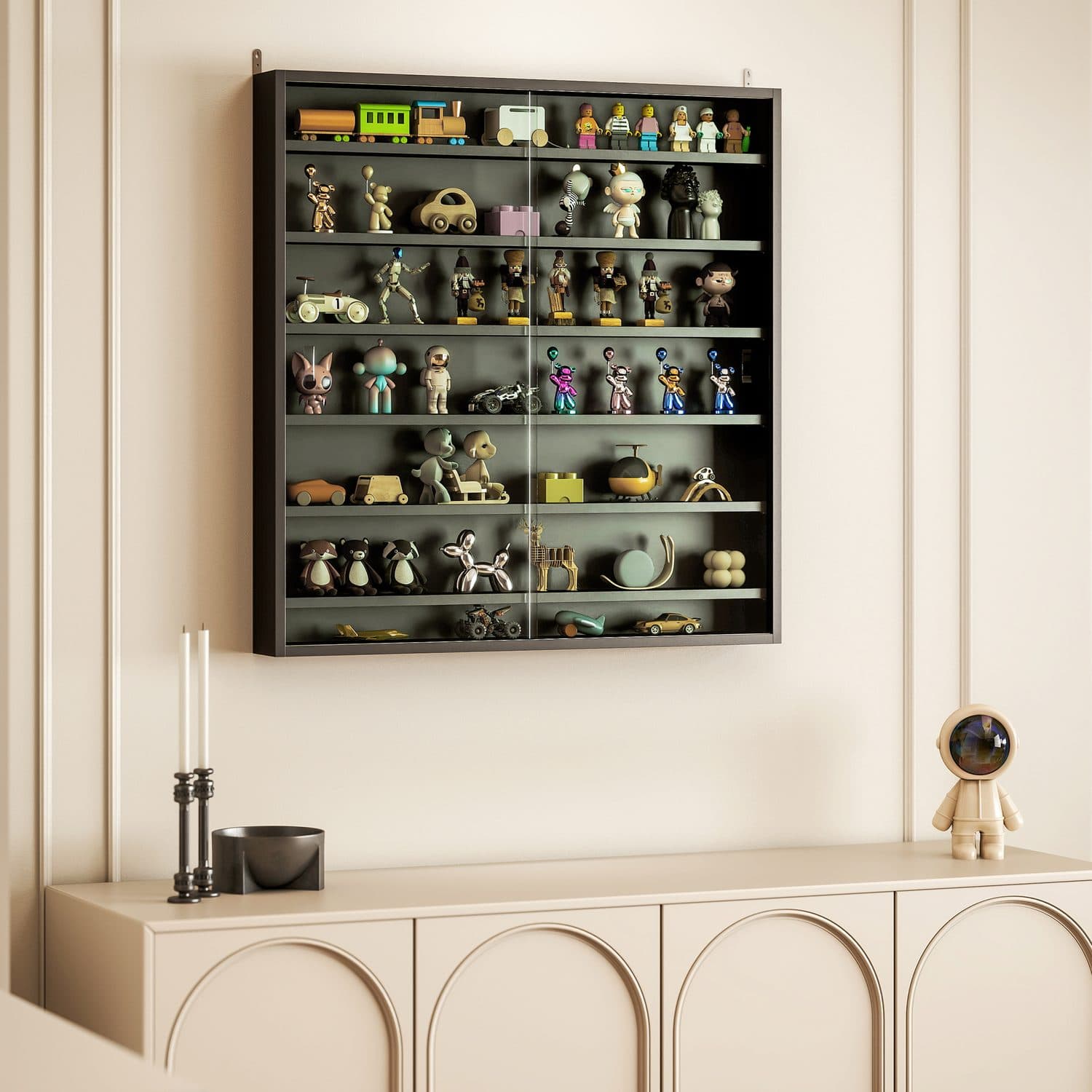 Black Wall-Mounted Glass Display Cabinet for Collectables - image 1