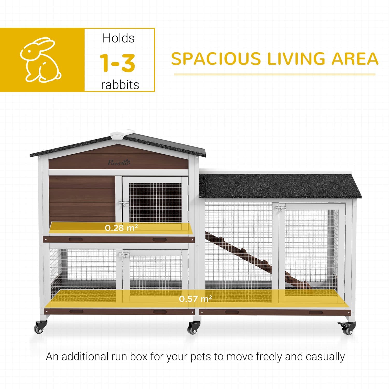 Spacious Two-Tier Pet Hutch With Attached Run and Castors - image 2