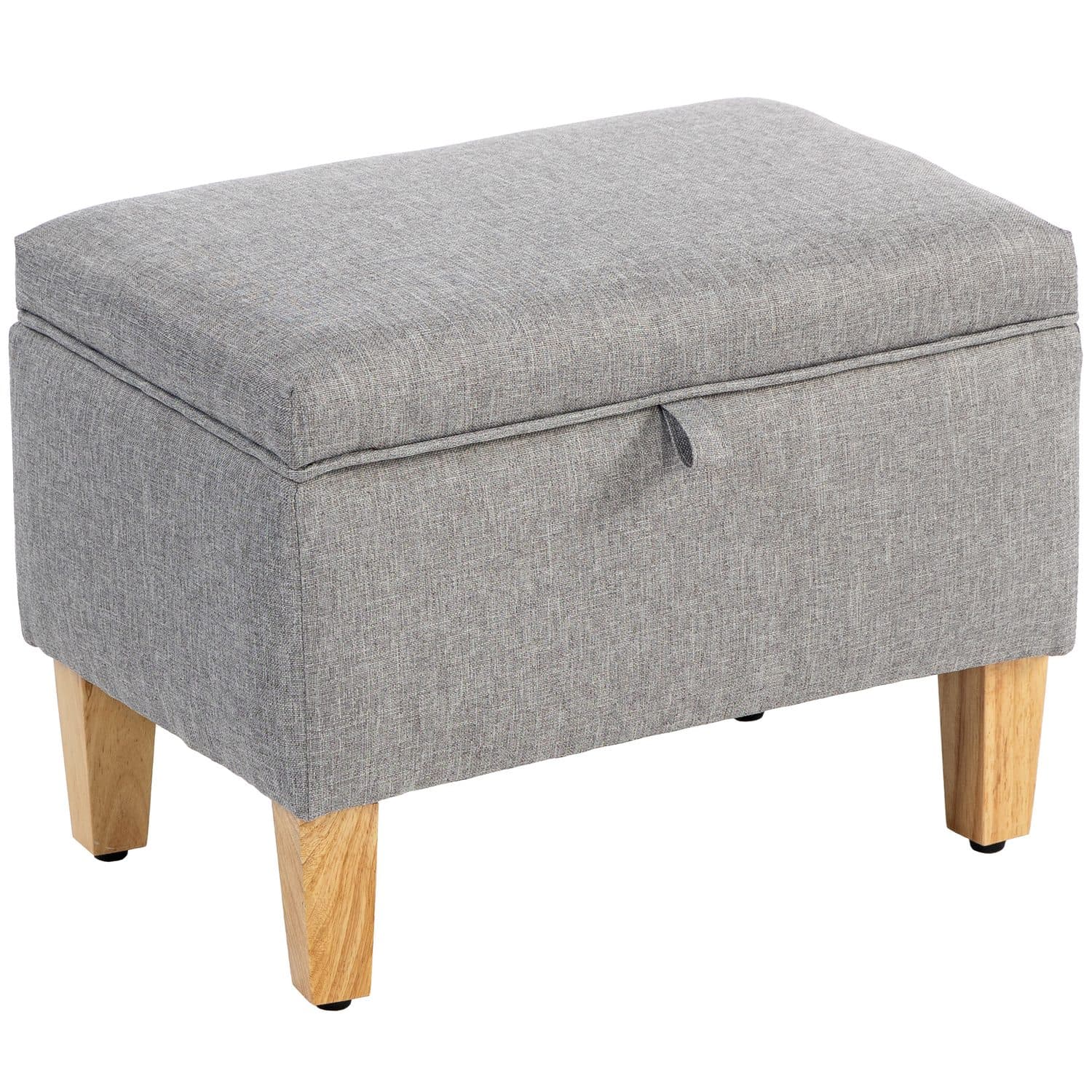 Light Grey Linen Ottoman Footstool - Light Grey