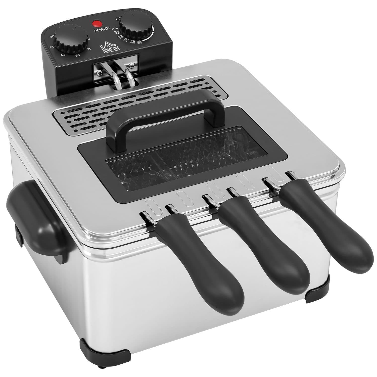 5-Litre Stainless Steel Deep Fat Fryer With Timer - Silver