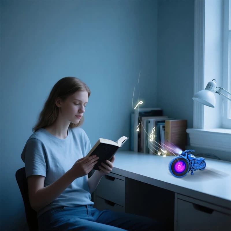Vintage Motorcycle Bluetooth Speaker with LED & FM Radio - image 8