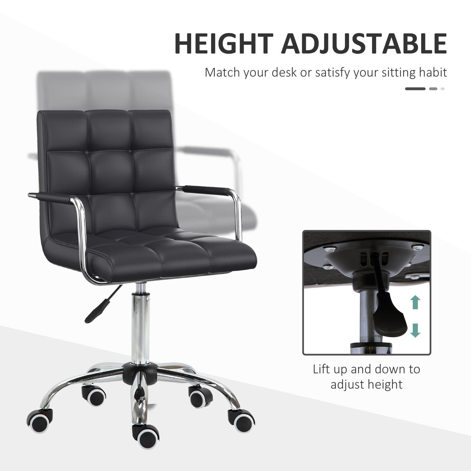 Black PU Leather Swivel Chair - image 5