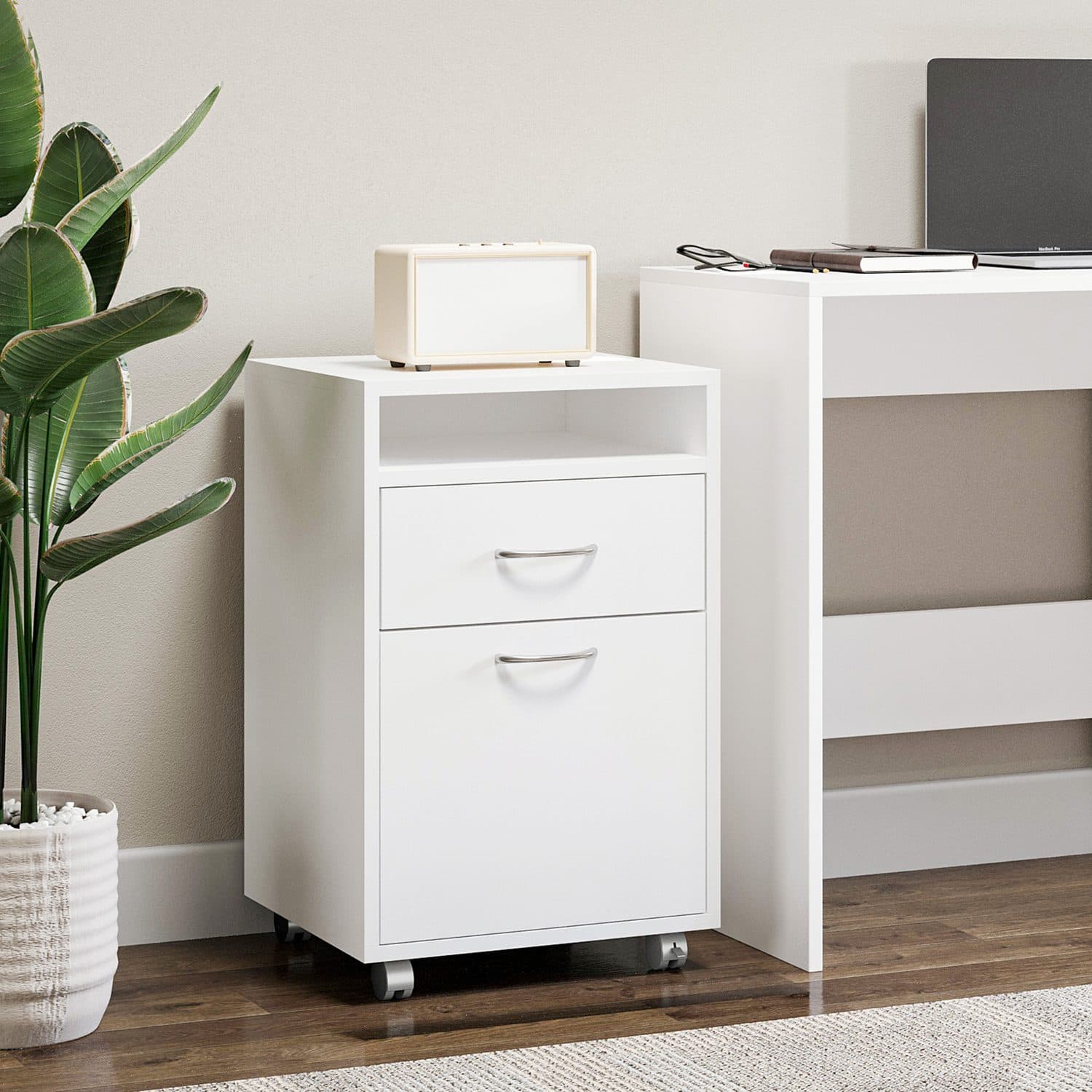 White Mobile Filing Cabinet For Home Office Storage - image 2