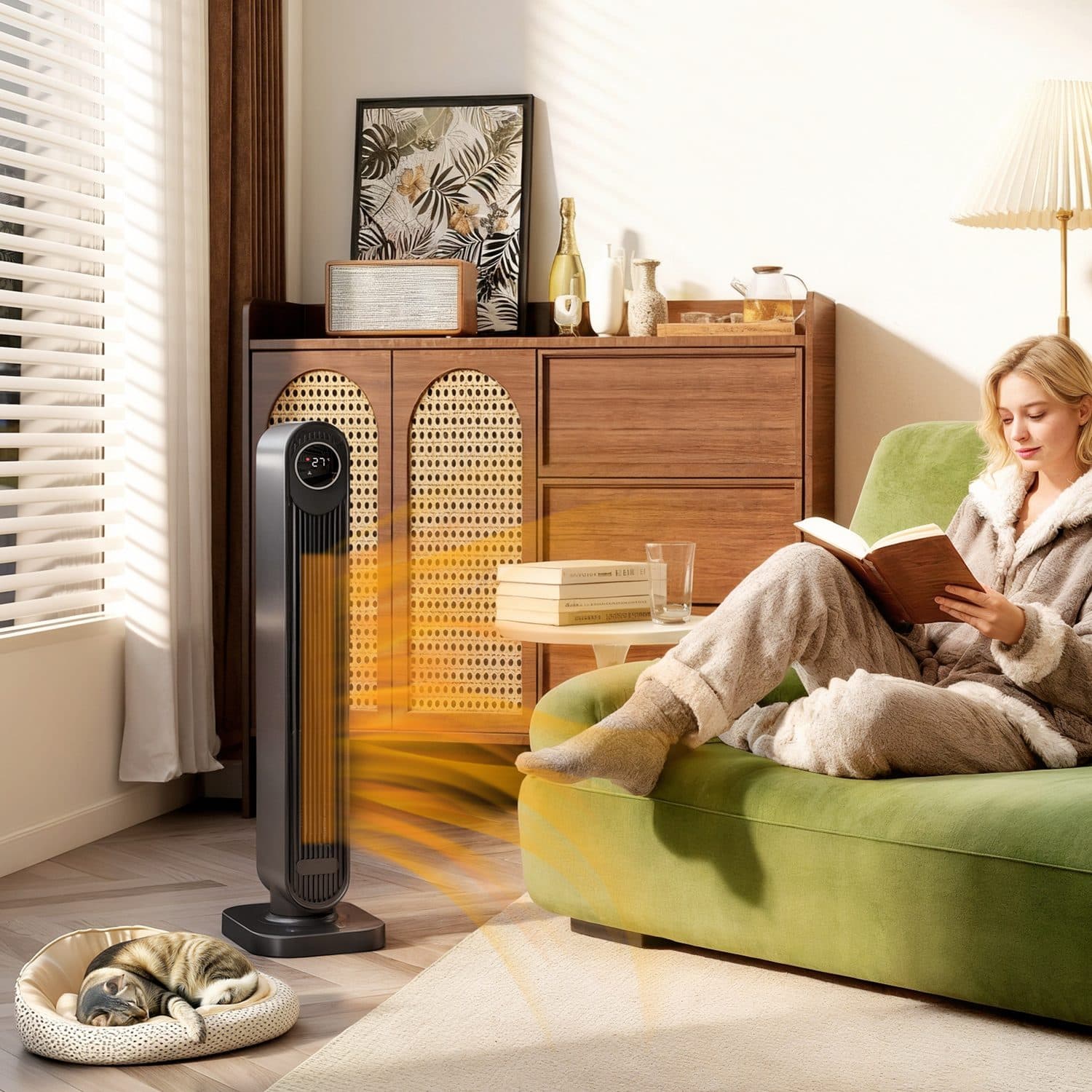 2000W Ceramic Tower Heater with 60 Degree Oscillation and Timer - image 5