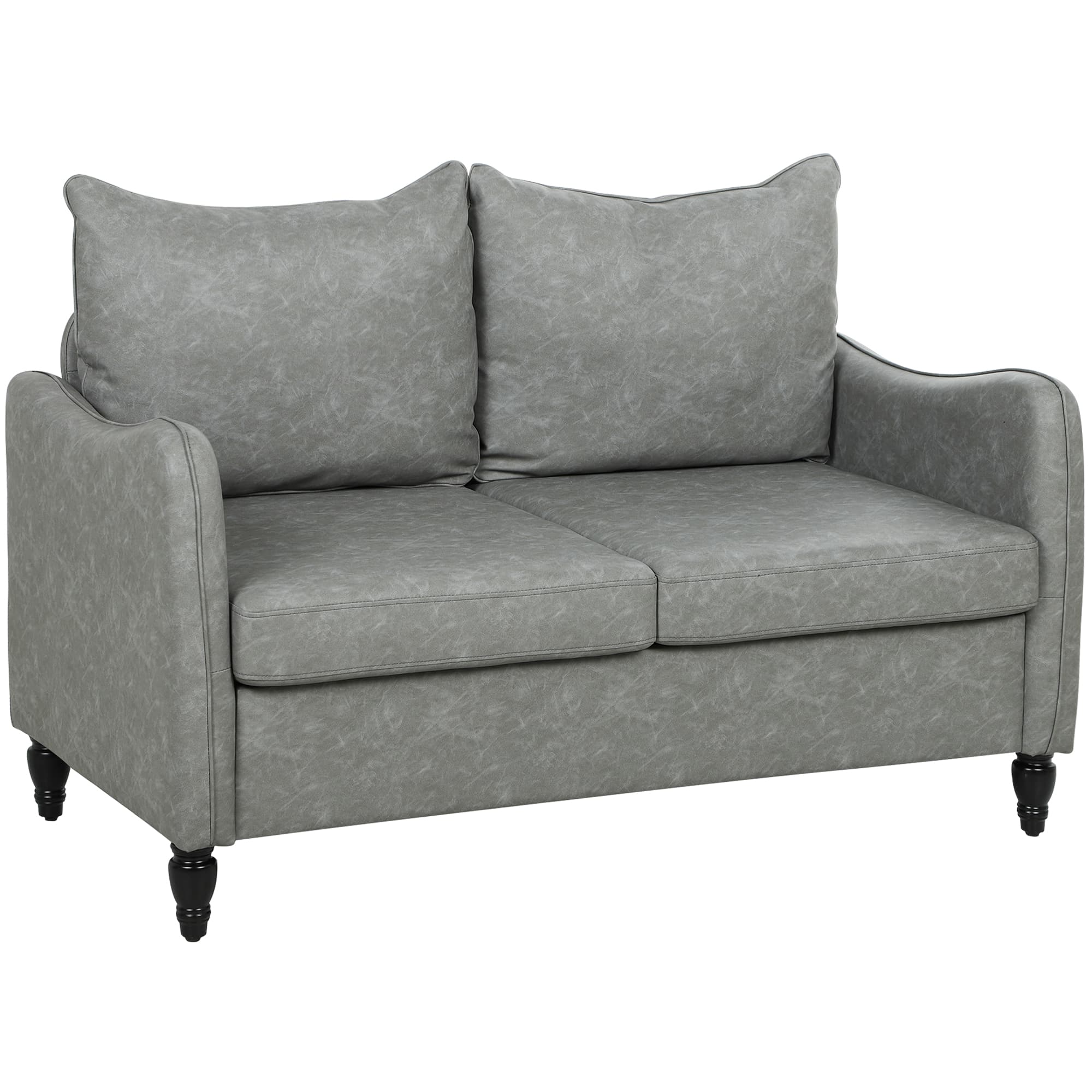 Two-Seater Sofa in Grey Marble-Effect Faux Leather
