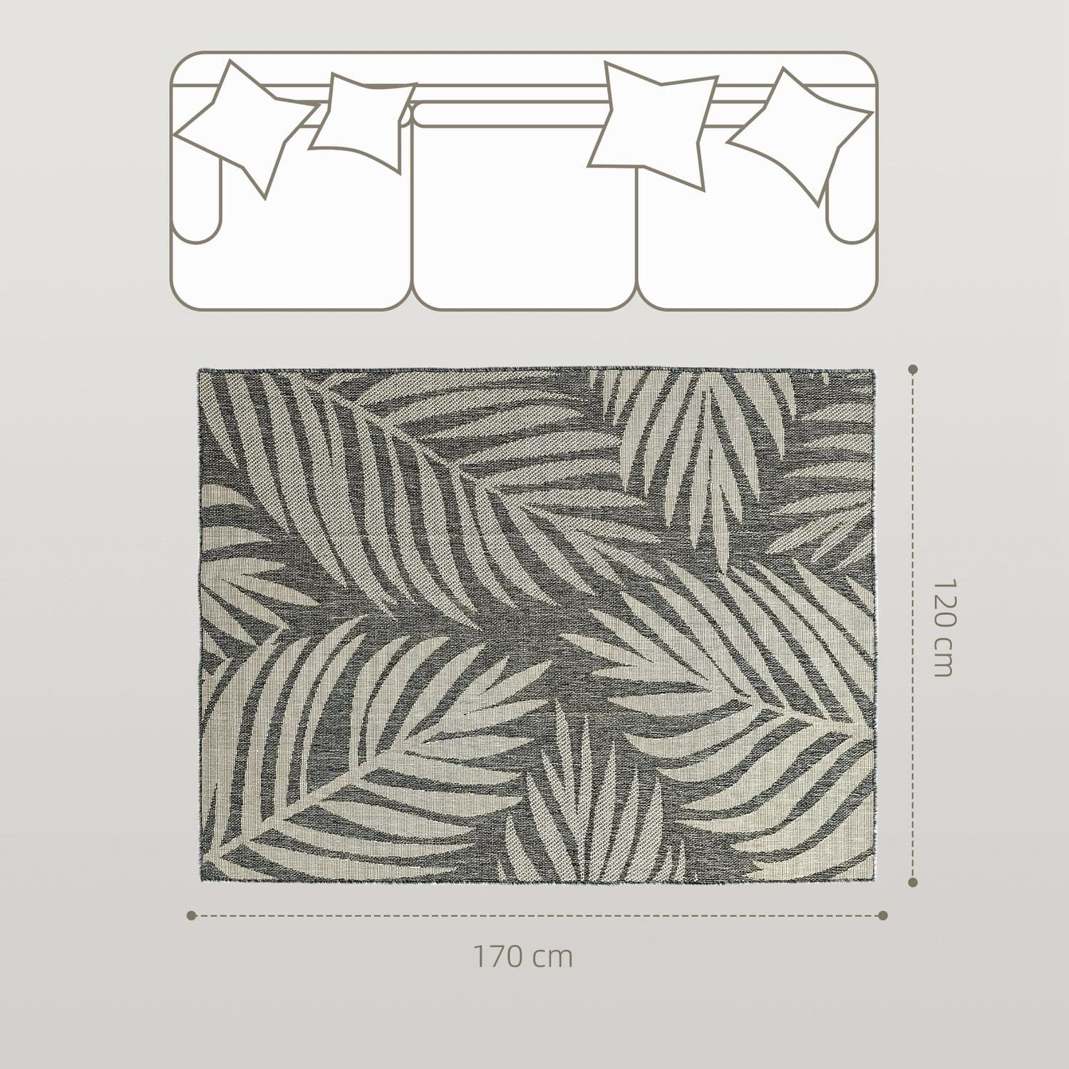 Grey Leaf Washable Rug for Indoor and Outdoor Rooms - image 3