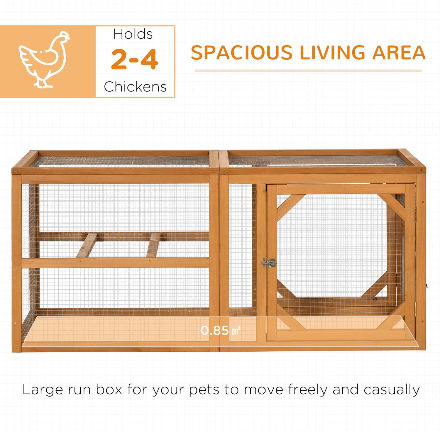PawHut Linkable Chicken Coop for 2-4 Chickens, Natural Wood - image 5
