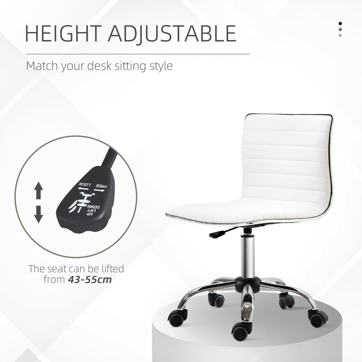 White Armless Office Chair - image 5