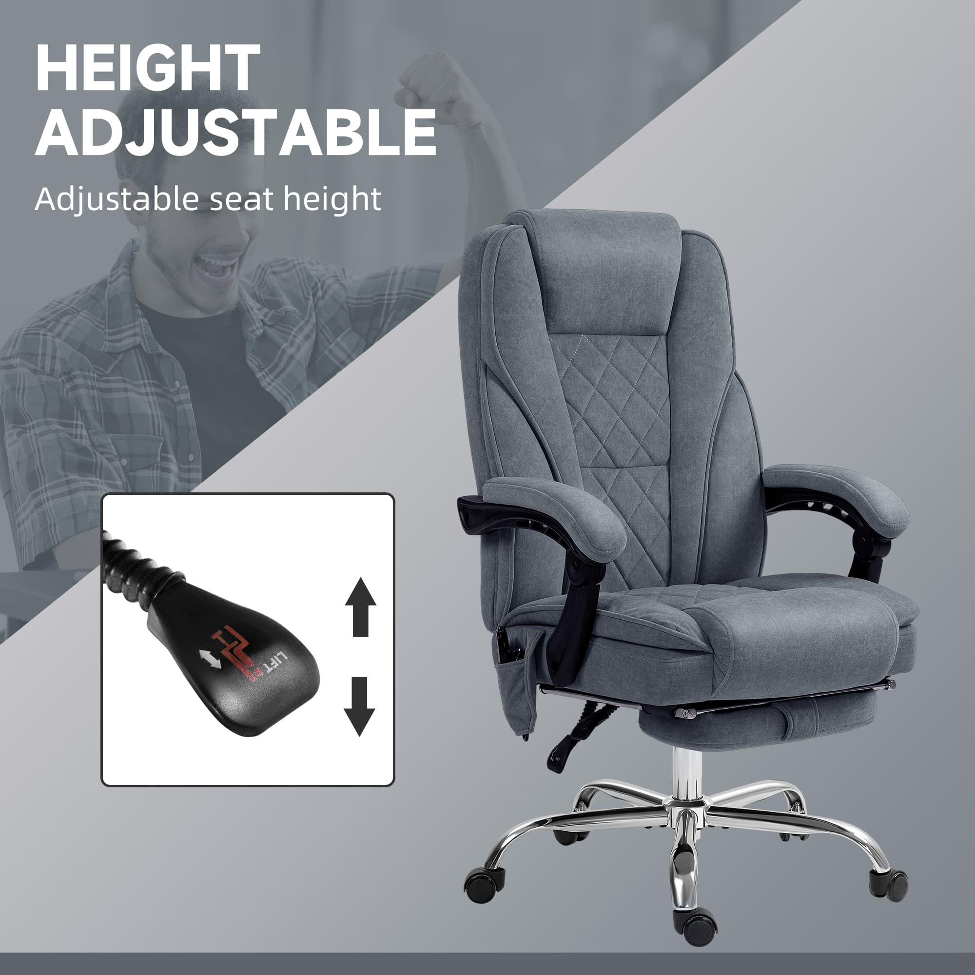 Dark Grey Massage Office Chair for Work and Rest - image 1