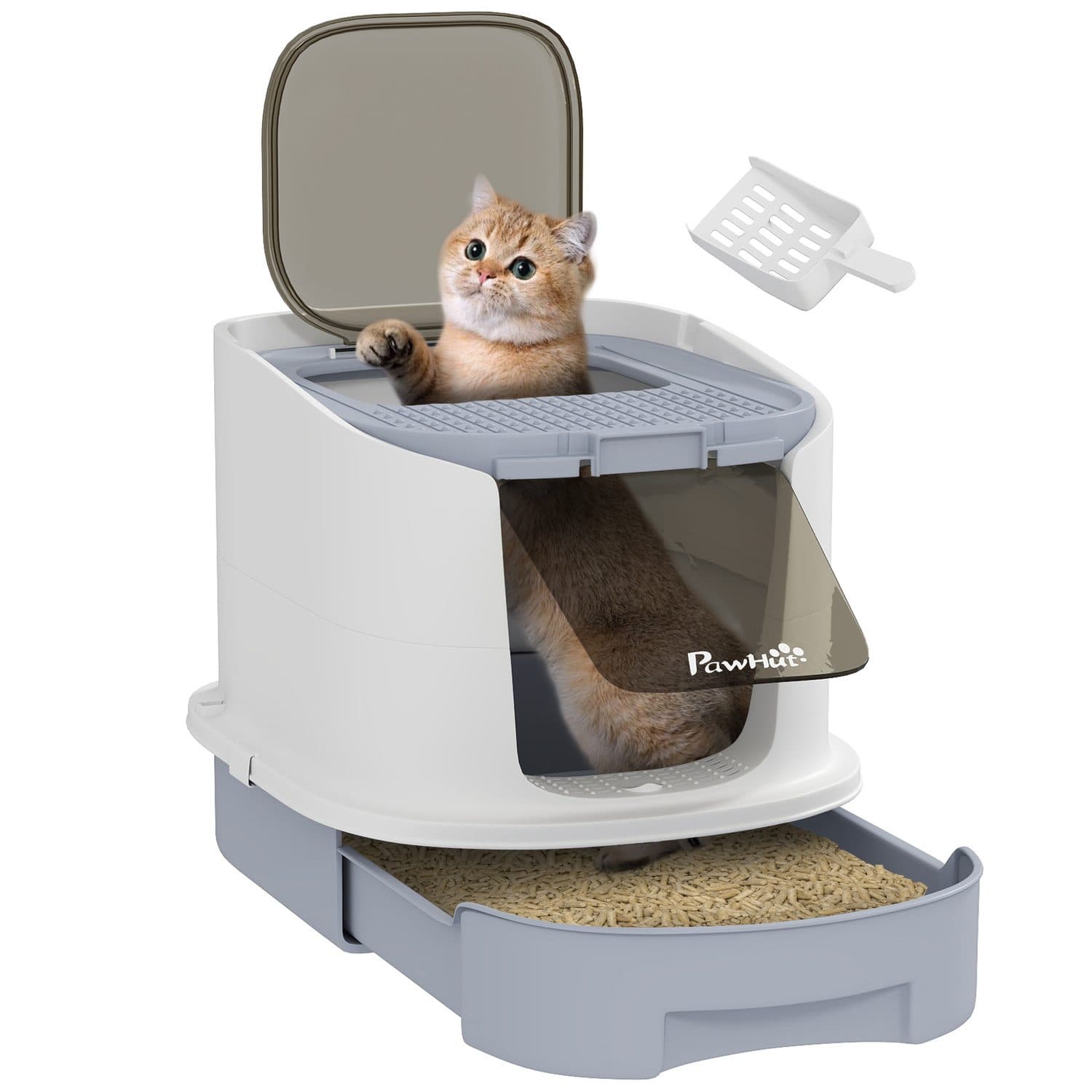 PawHut Top-Entry Cat Litter Box with Scoop & Deodoriser Bags