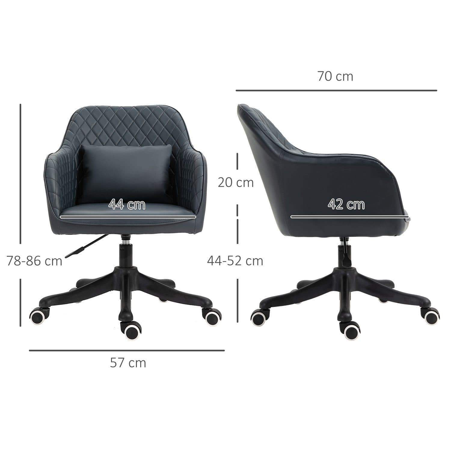 Deep Blue PU Leather Office Chair with USB Massage Pillow - image 5