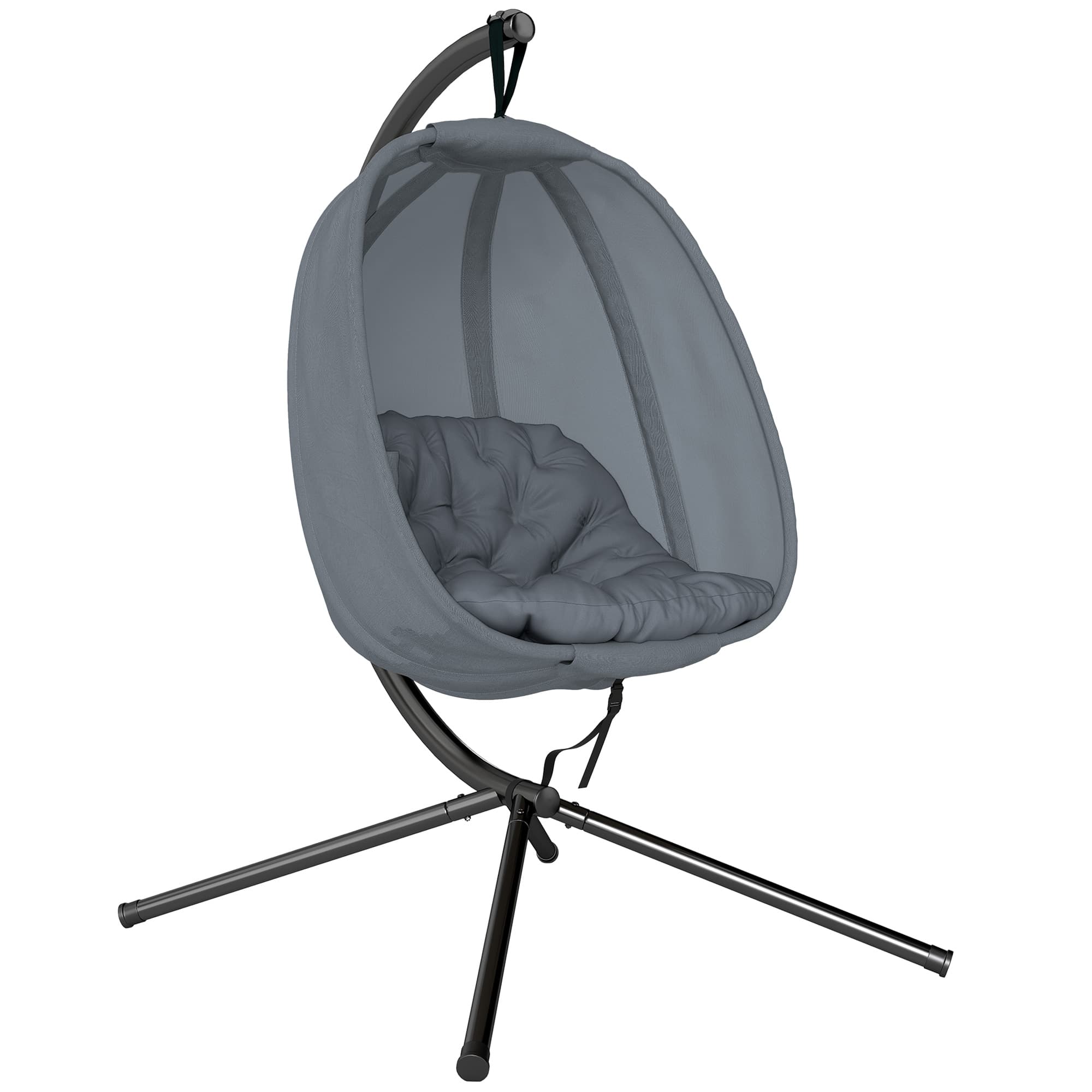 Relax in Style: Grey Hanging Egg Chair with Stand