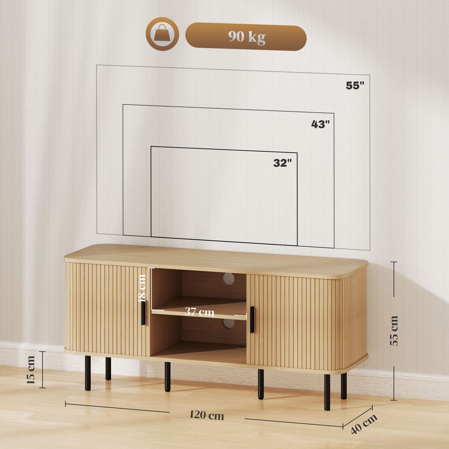 Oak 55-Inch TV Unit - image 5