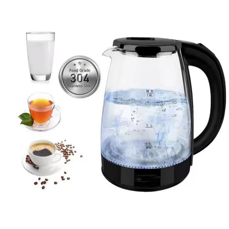 2L Glass Electric Kettle with Blue LED Illumination and Printed Level Markings - image 3
