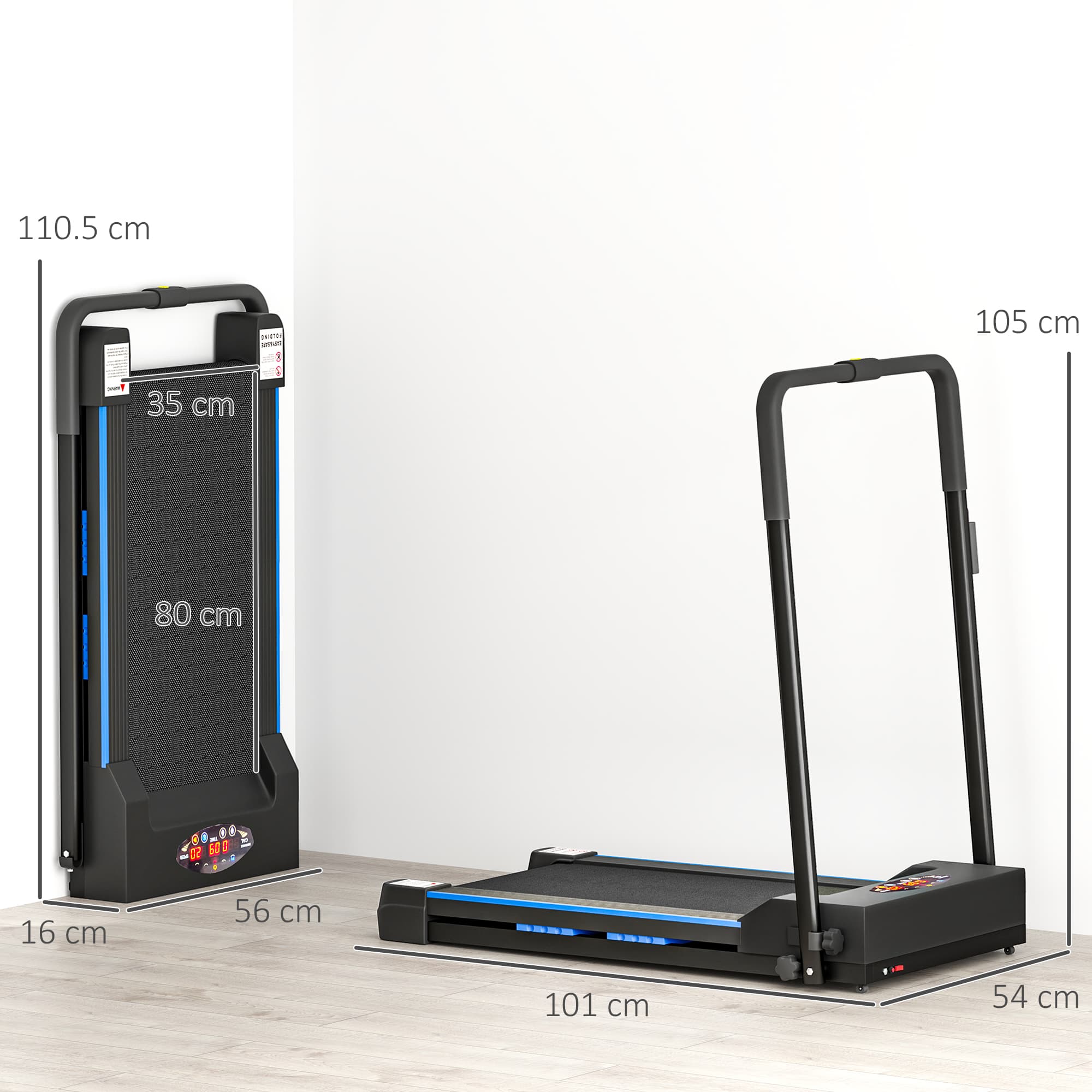 Fold-Flat Motorised Treadmill with LCD Display and Remote Control - image 3