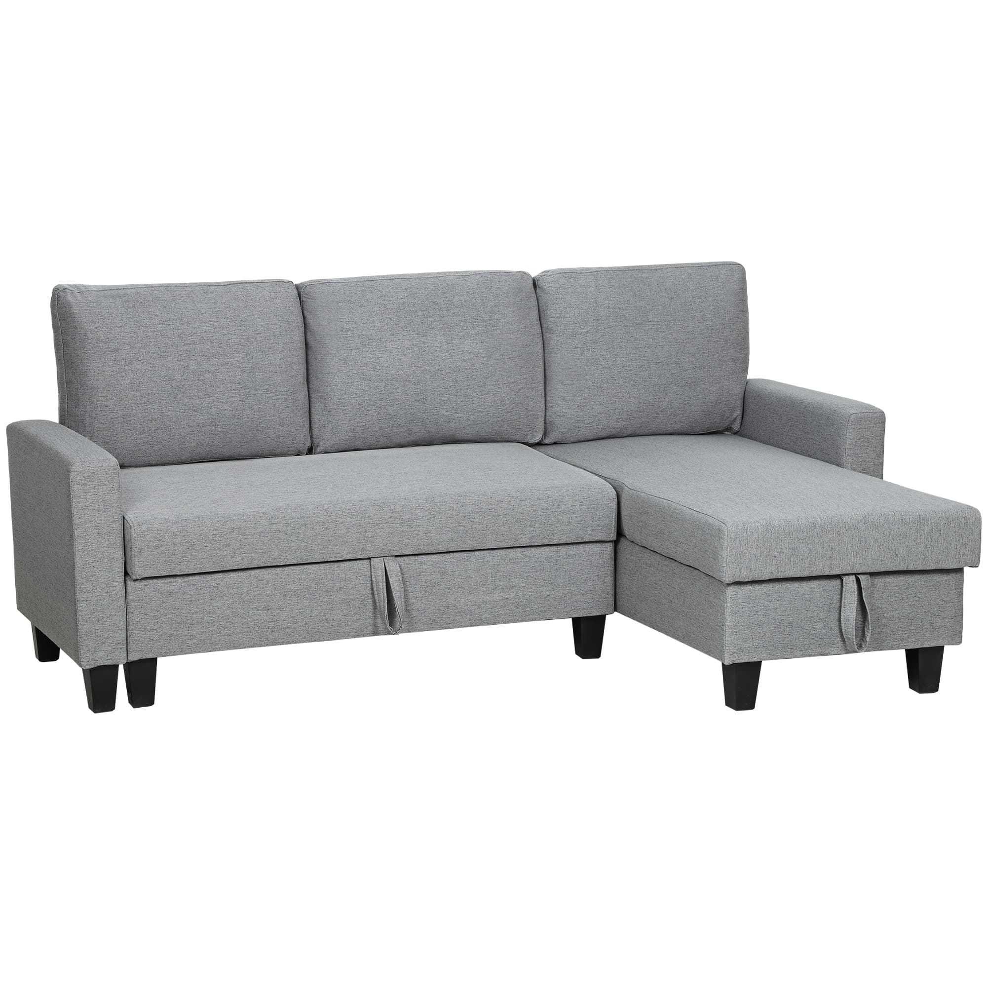 Grey 3-Seater Storage Sofa Bed