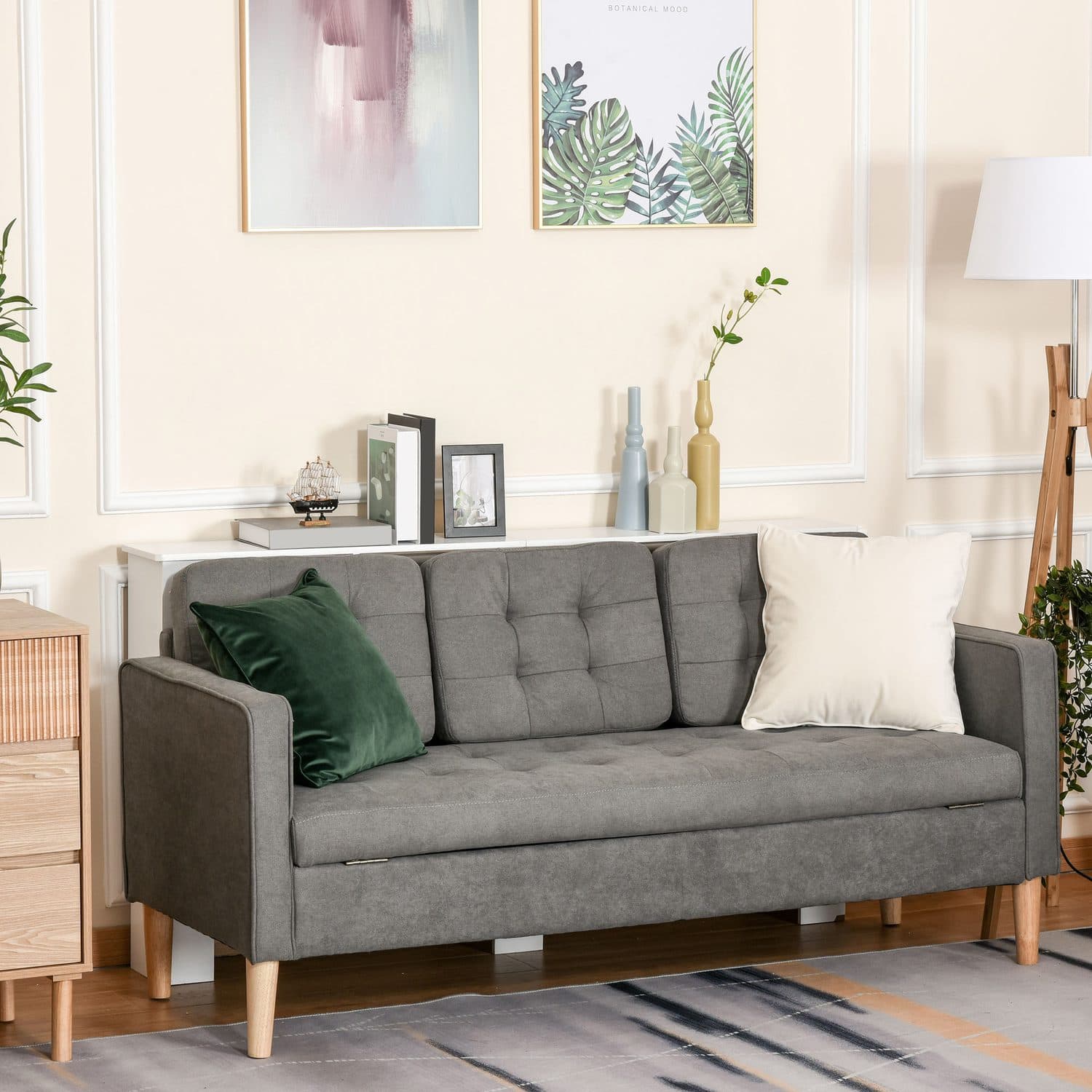 Modern Grey 3 Seater Sofa with Clever Hidden Storage - image 5