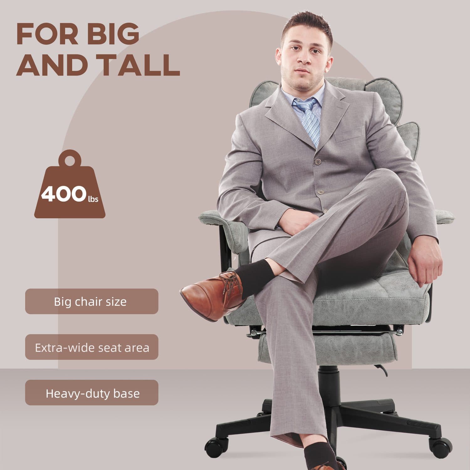 Ergonomic Grey Executive Office Chair With Retractable Footrest - image 4