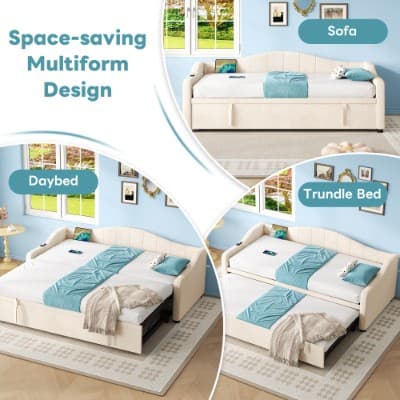 3-in-1 Velvet Sofa & Daybed - image 6