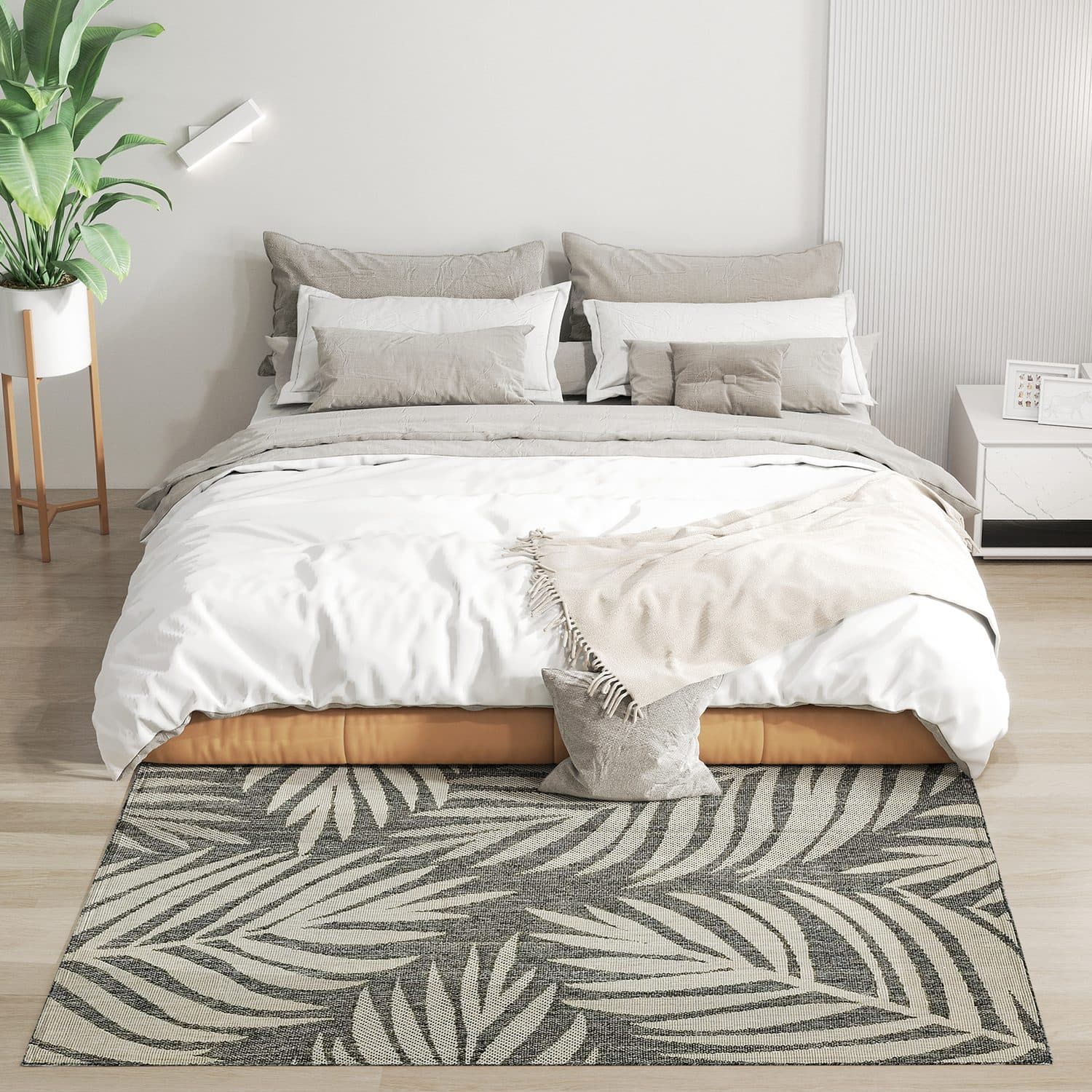 Grey Leaf Washable Rug for Indoor and Outdoor Rooms - image 1