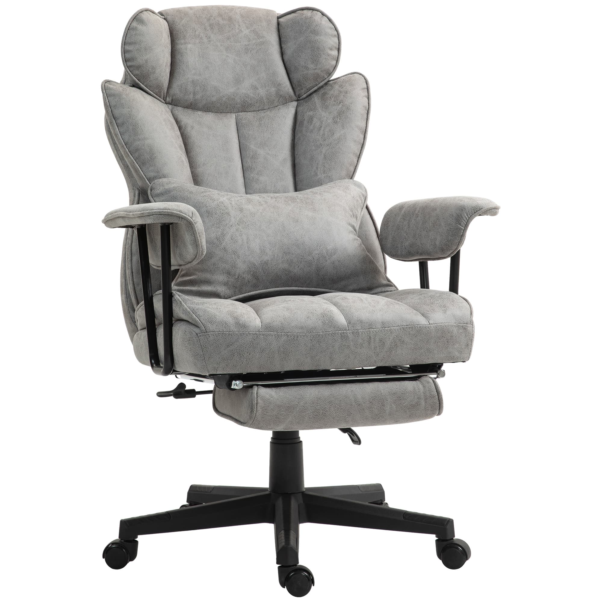 Ergonomic Grey Executive Office Chair With Retractable Footrest