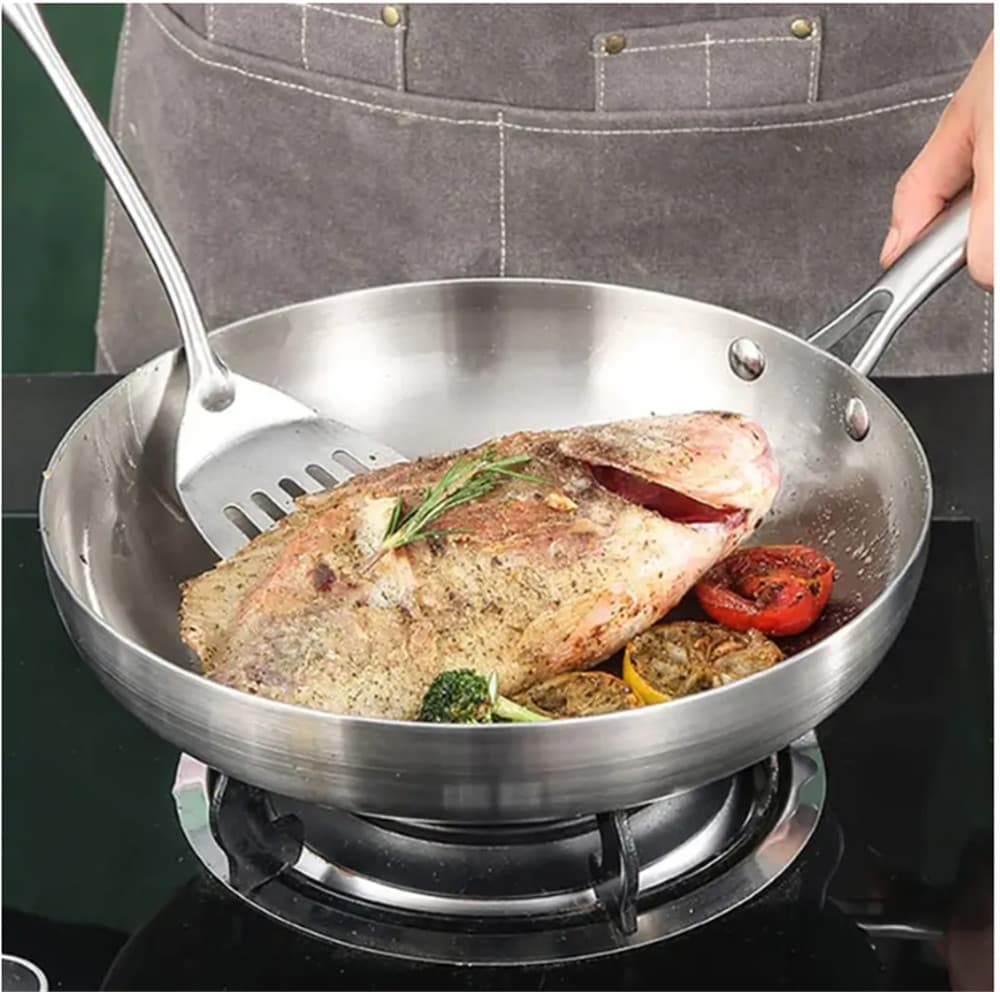 28cm Uncoated Stainless Steel Frying Pan — Chemical-Free Cooking - image 5
