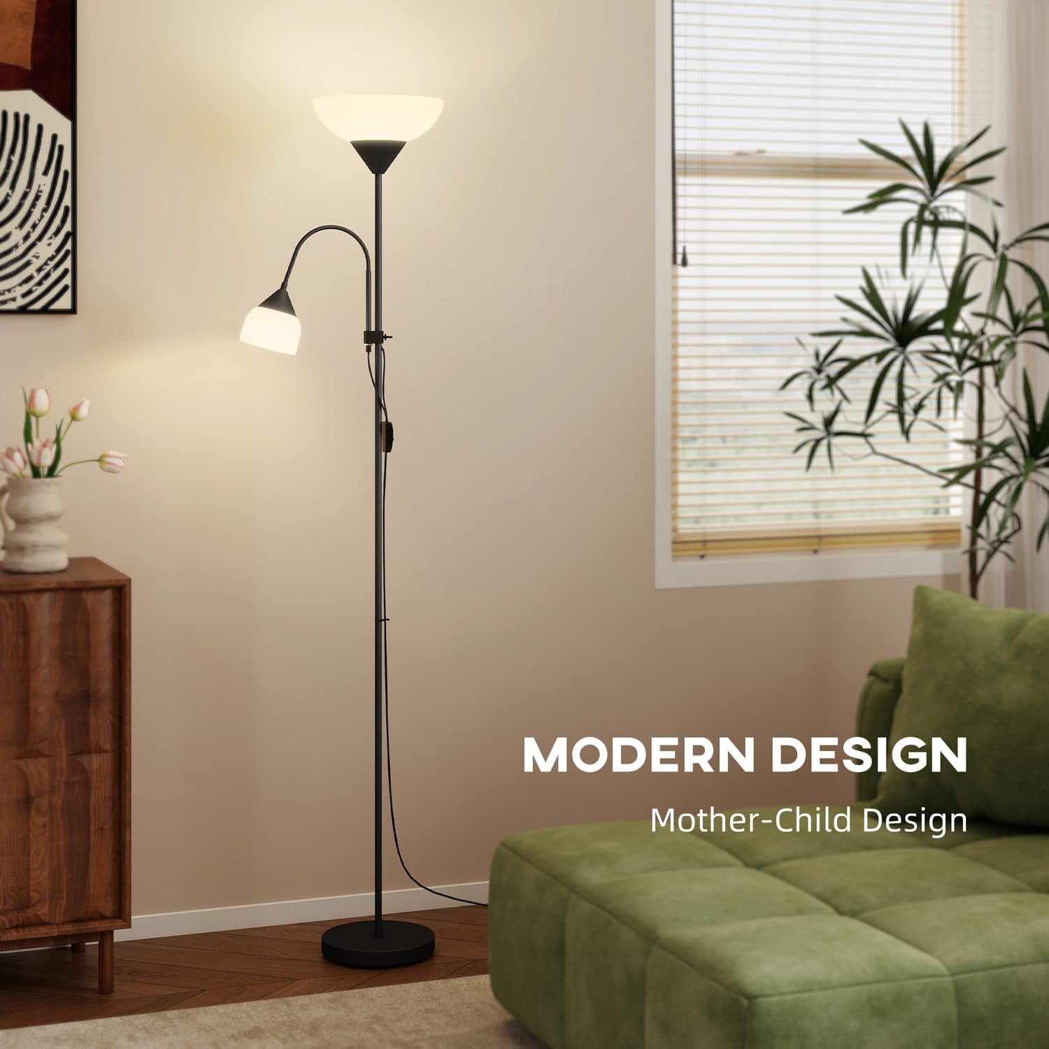 Black mother and child floor lamp for living rooms - image 1