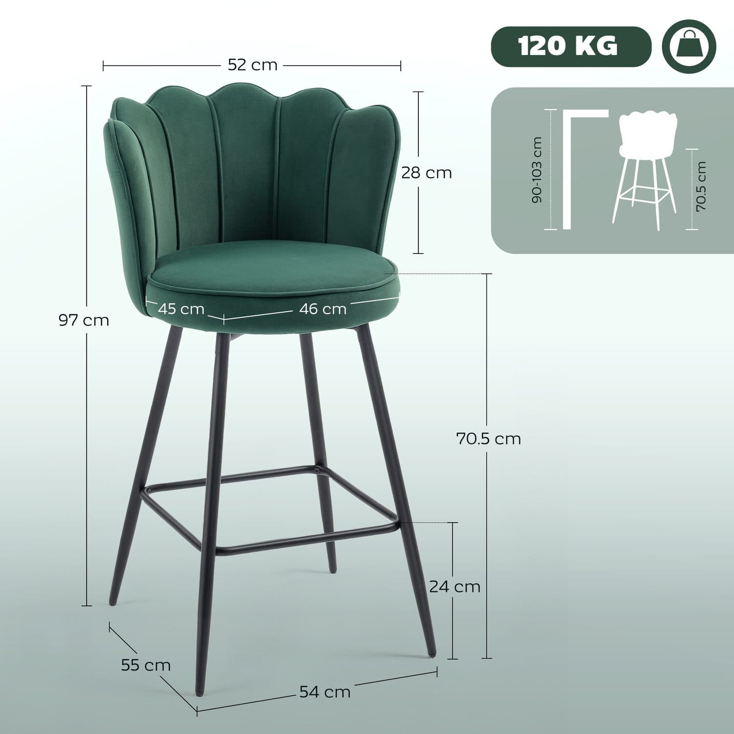 Dark Green Velvet Lotus Bar Stools - image 2