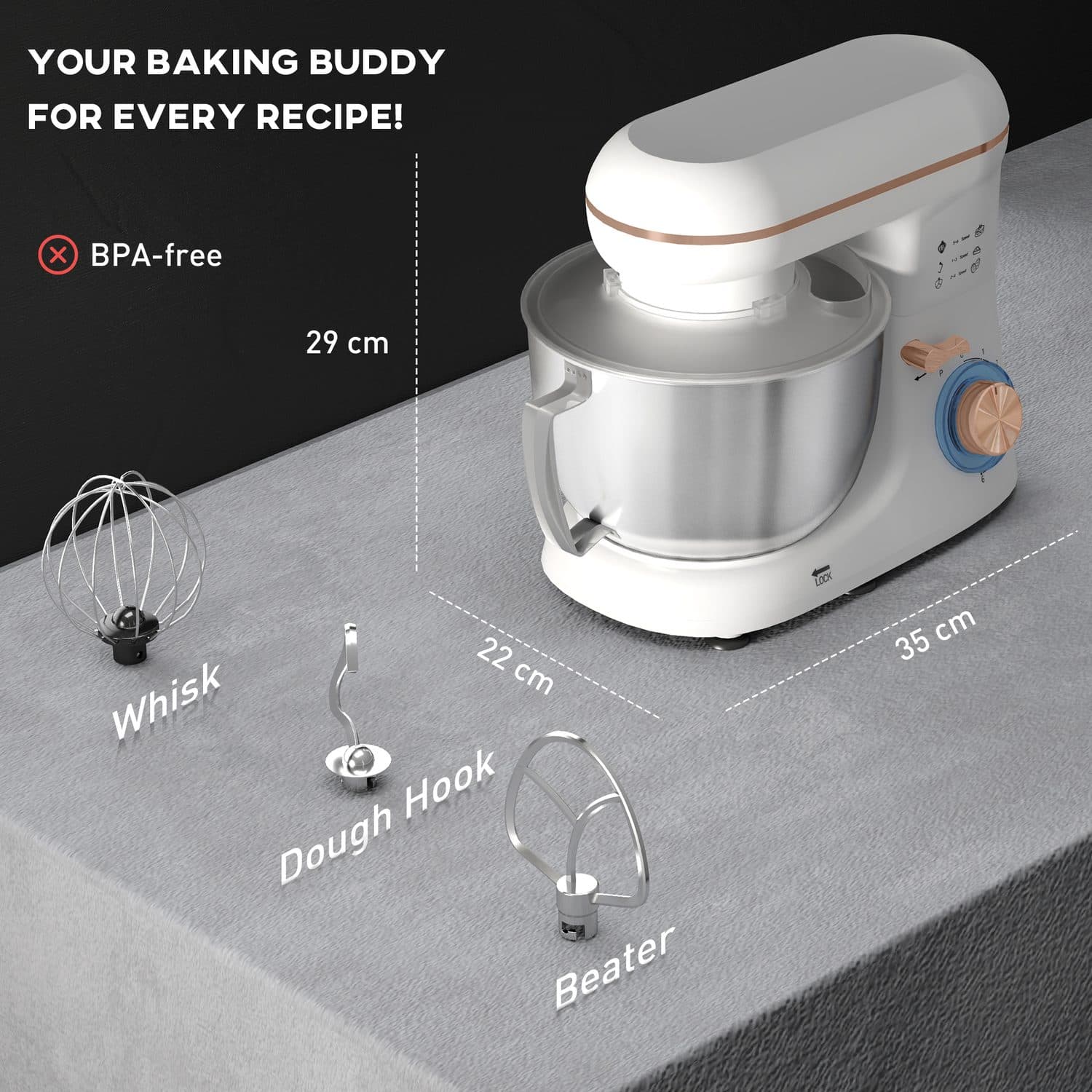 1300W White Stand Mixer - image 2