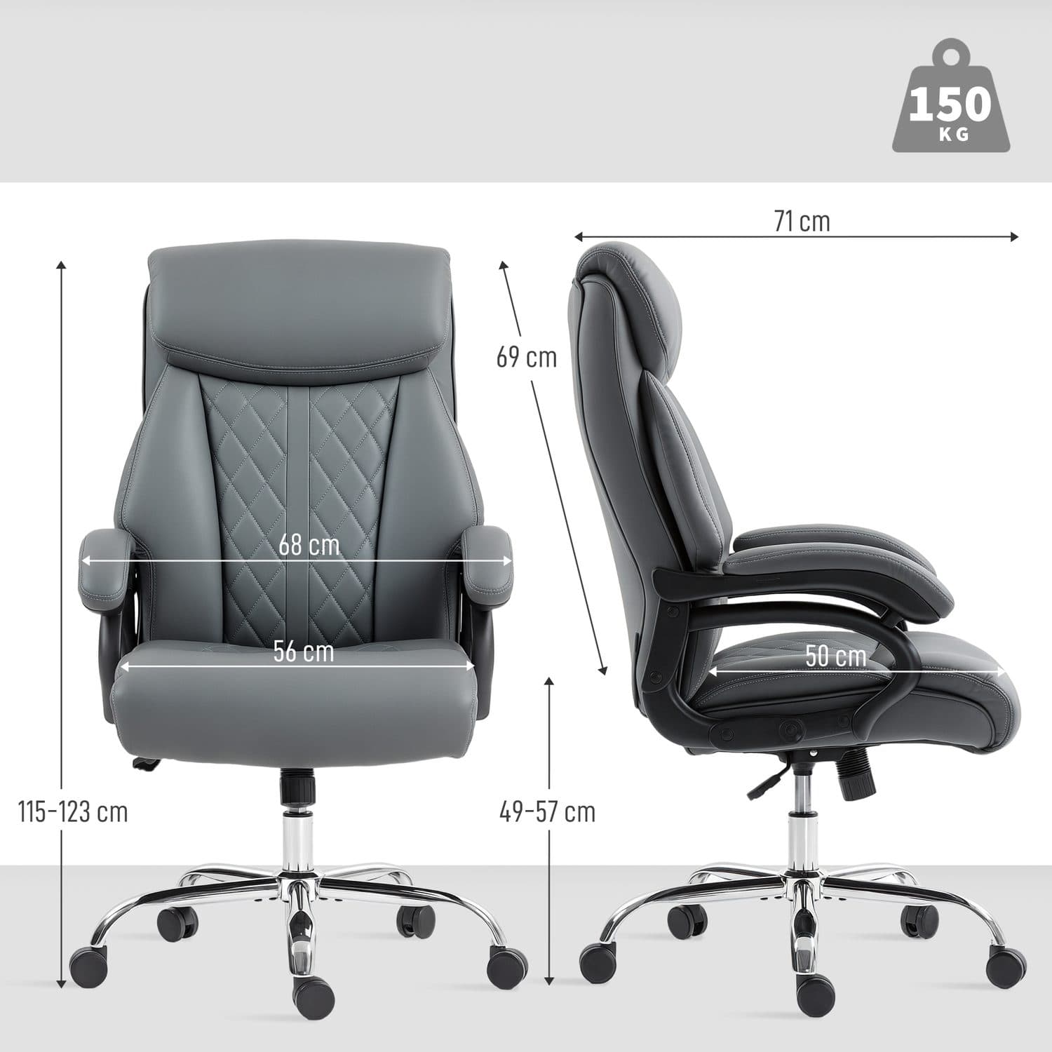 Charcoal Grey Faux Leather Executive Office Chair - image 2