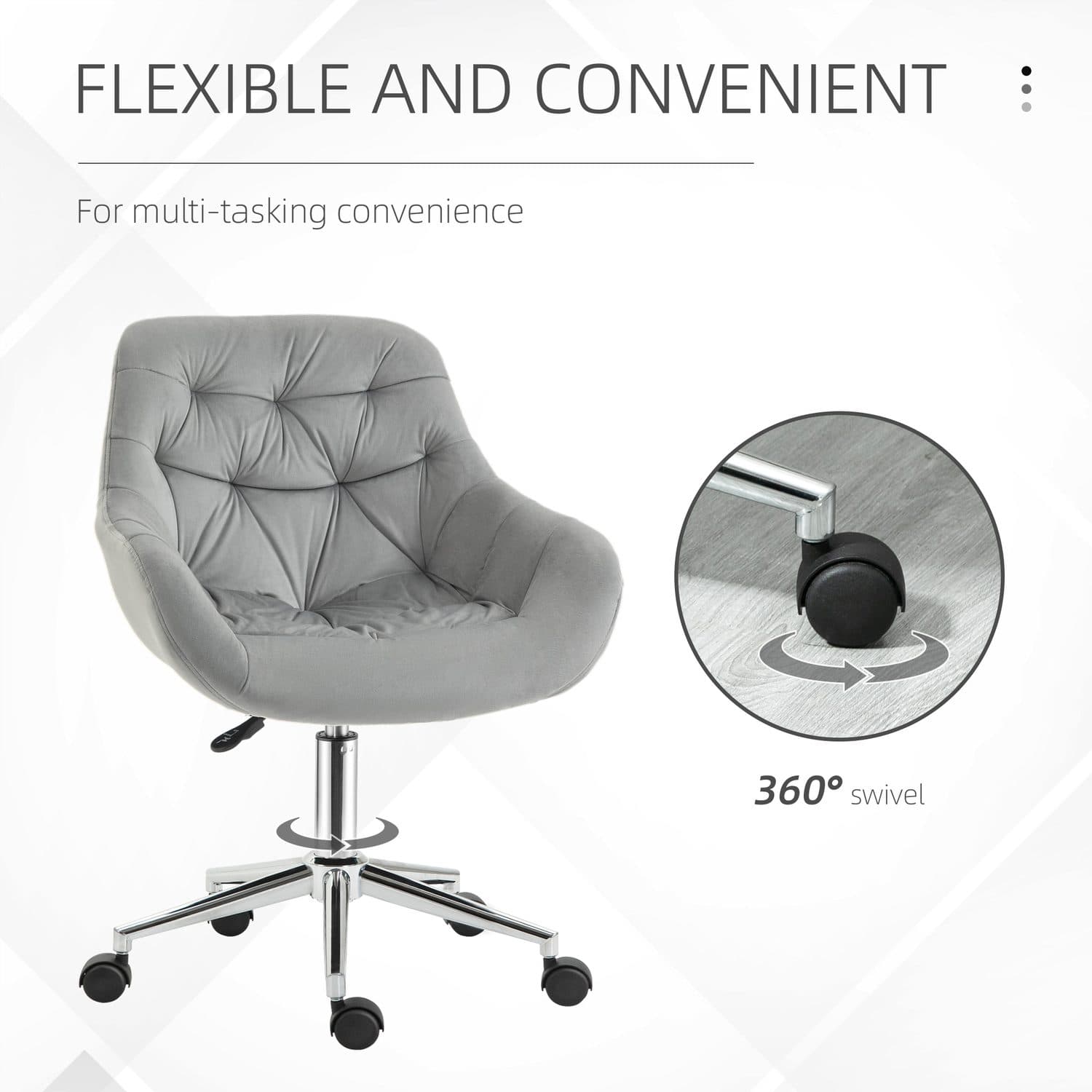 Grey Velvet Office Chair - image 5