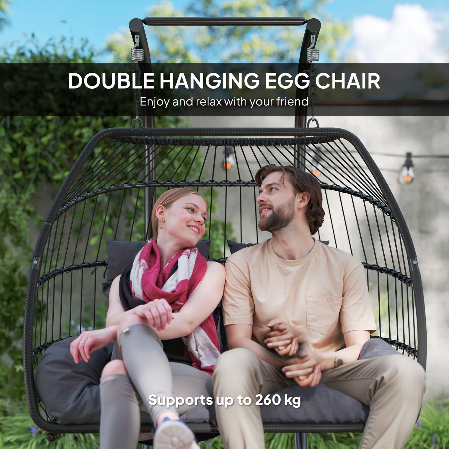 Dark Grey Double Hanging Egg Chair - image 4