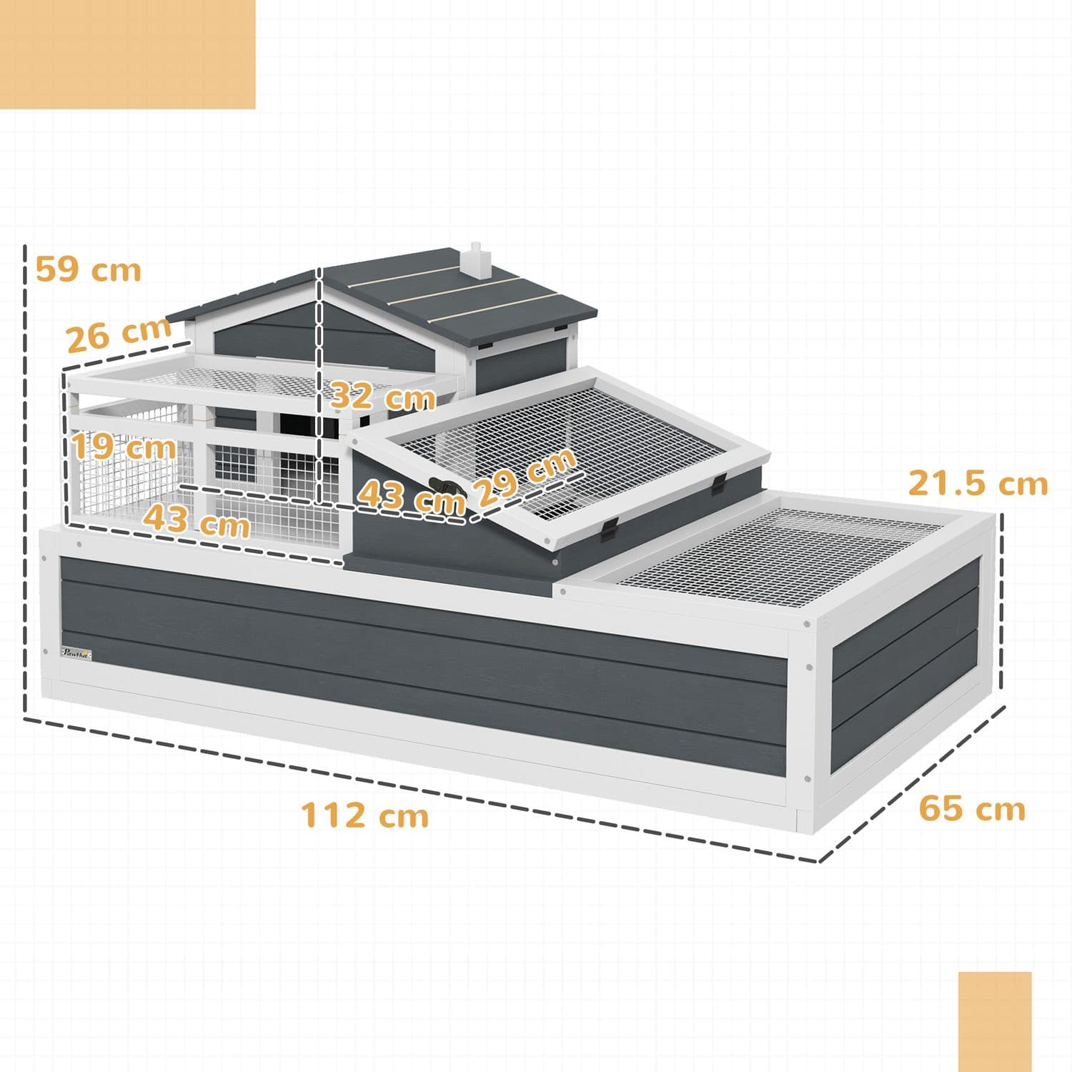 PawHut Fir Wood Tortoise House with Two Storeys - image 1