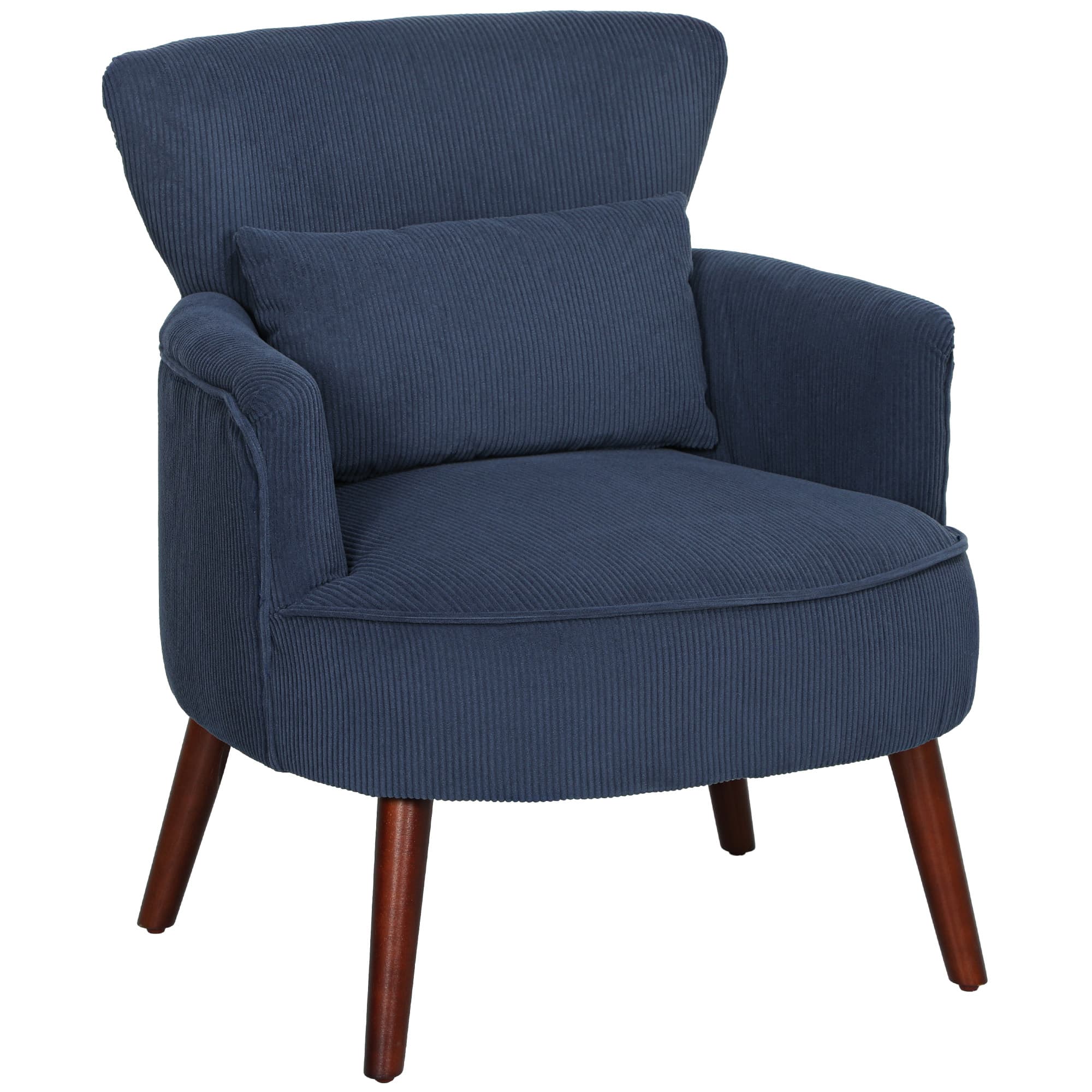 Retro Blue Corduroy Accent Chair