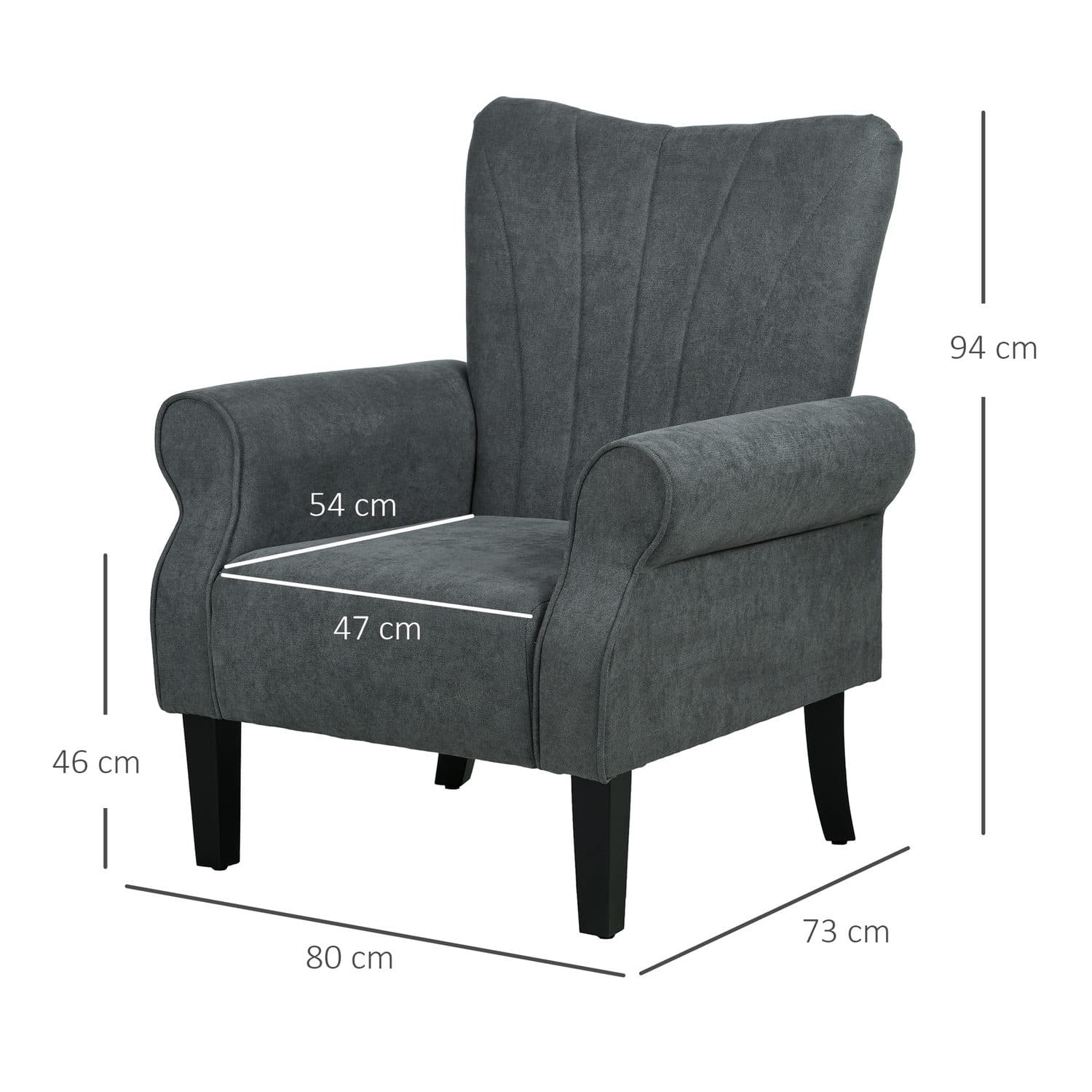 Grey Wingback Accent Chair - image 4