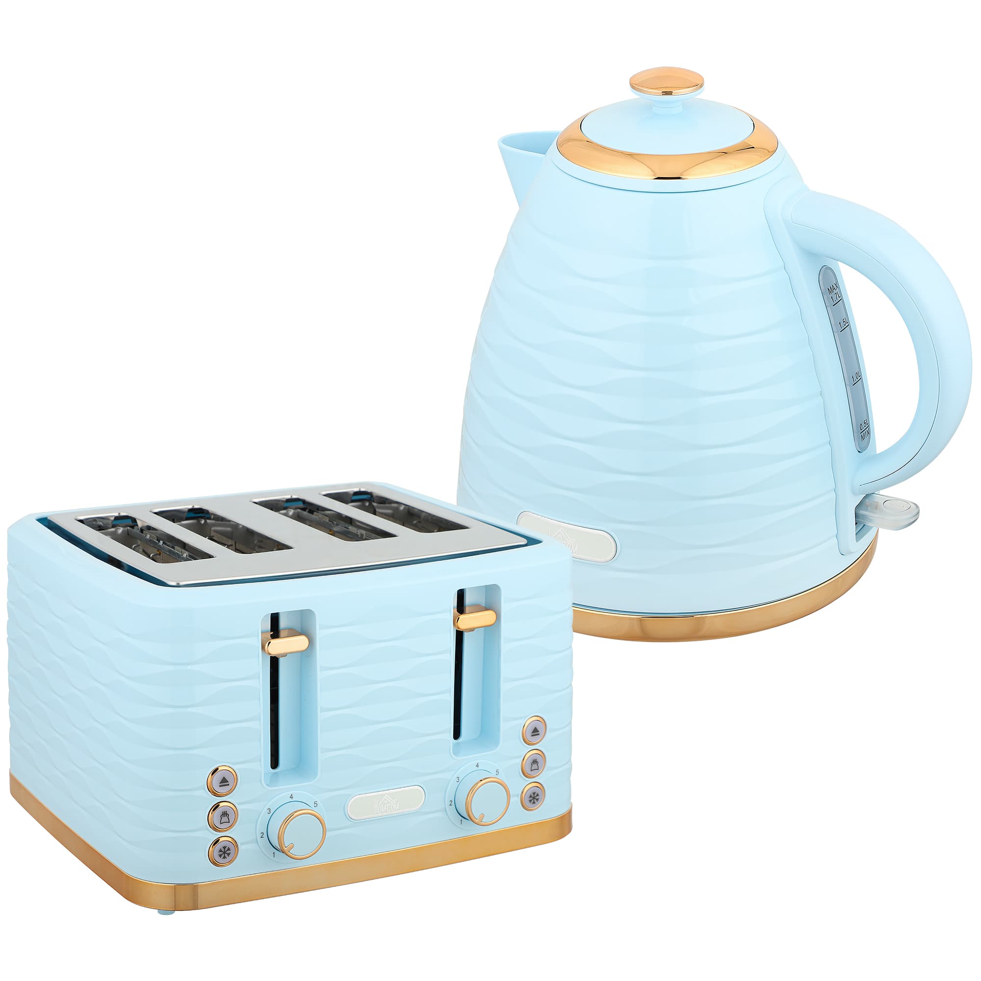 Light Blue Kettle & 4-Slice Toaster